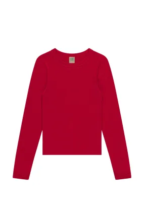 Max Tee in Red Ribbed Neckline