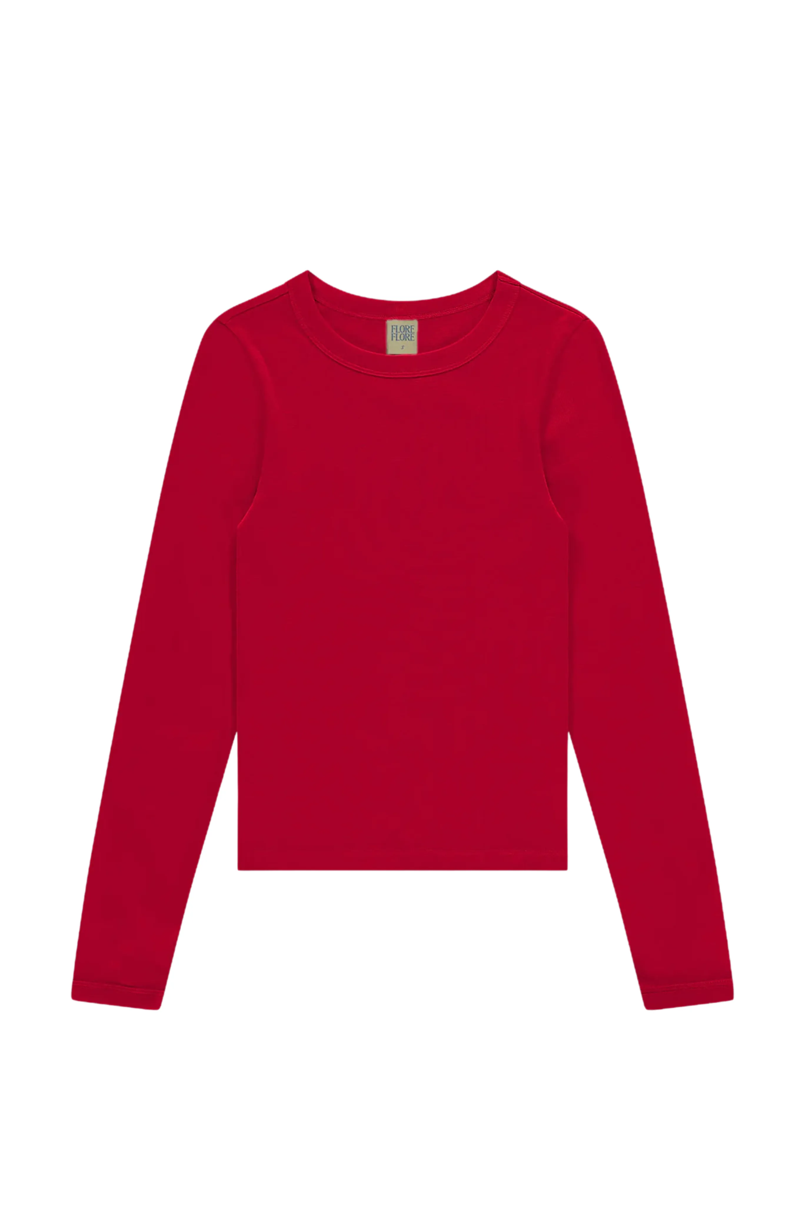 Max Tee in Red Ribbed Neckline