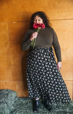 Maxi Wrap Skirt in Rose Crepe Four Way Stretch Fabric