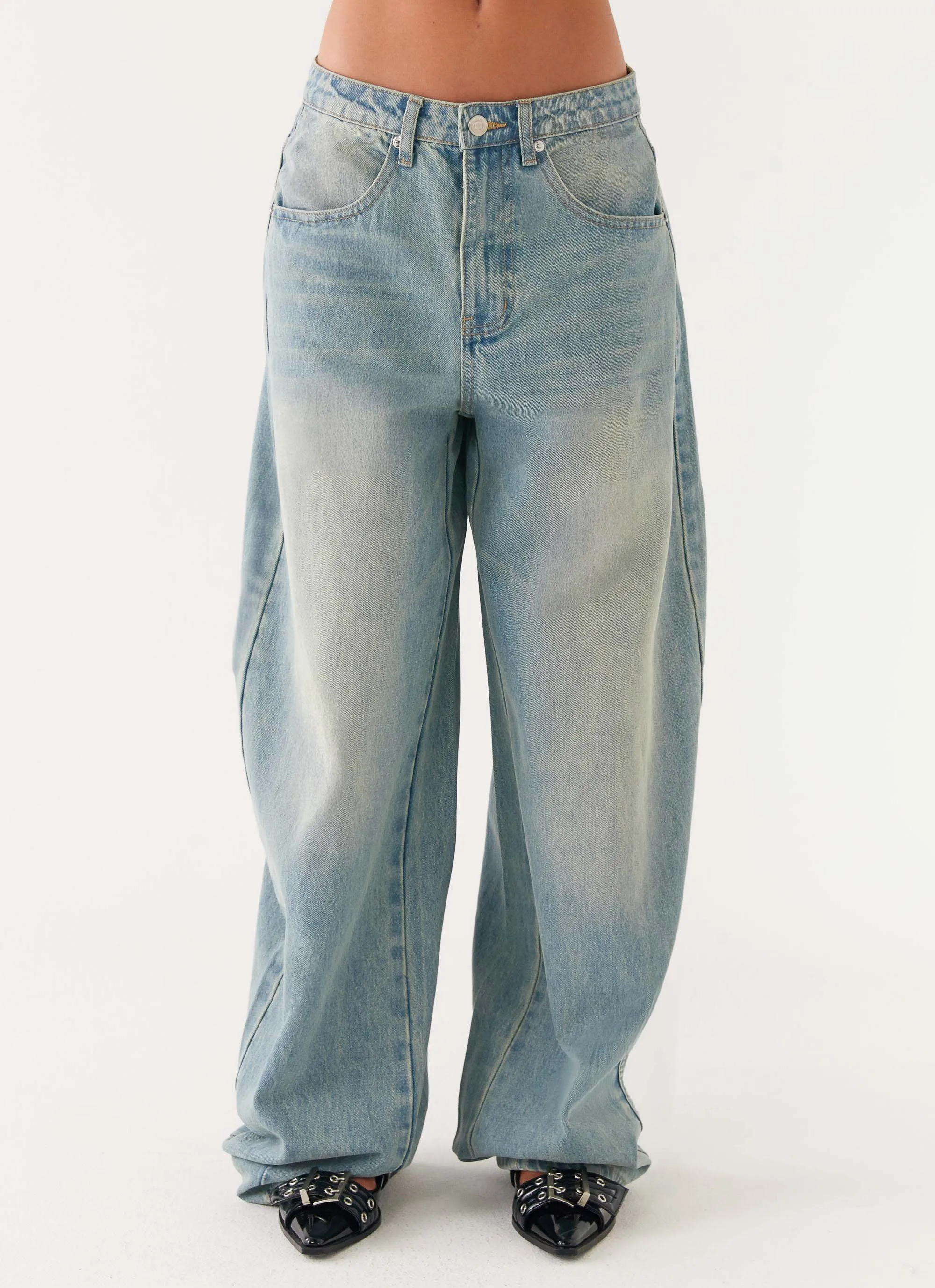 Vintage Wash Maxwell Baggy Jeans - Washed Blue