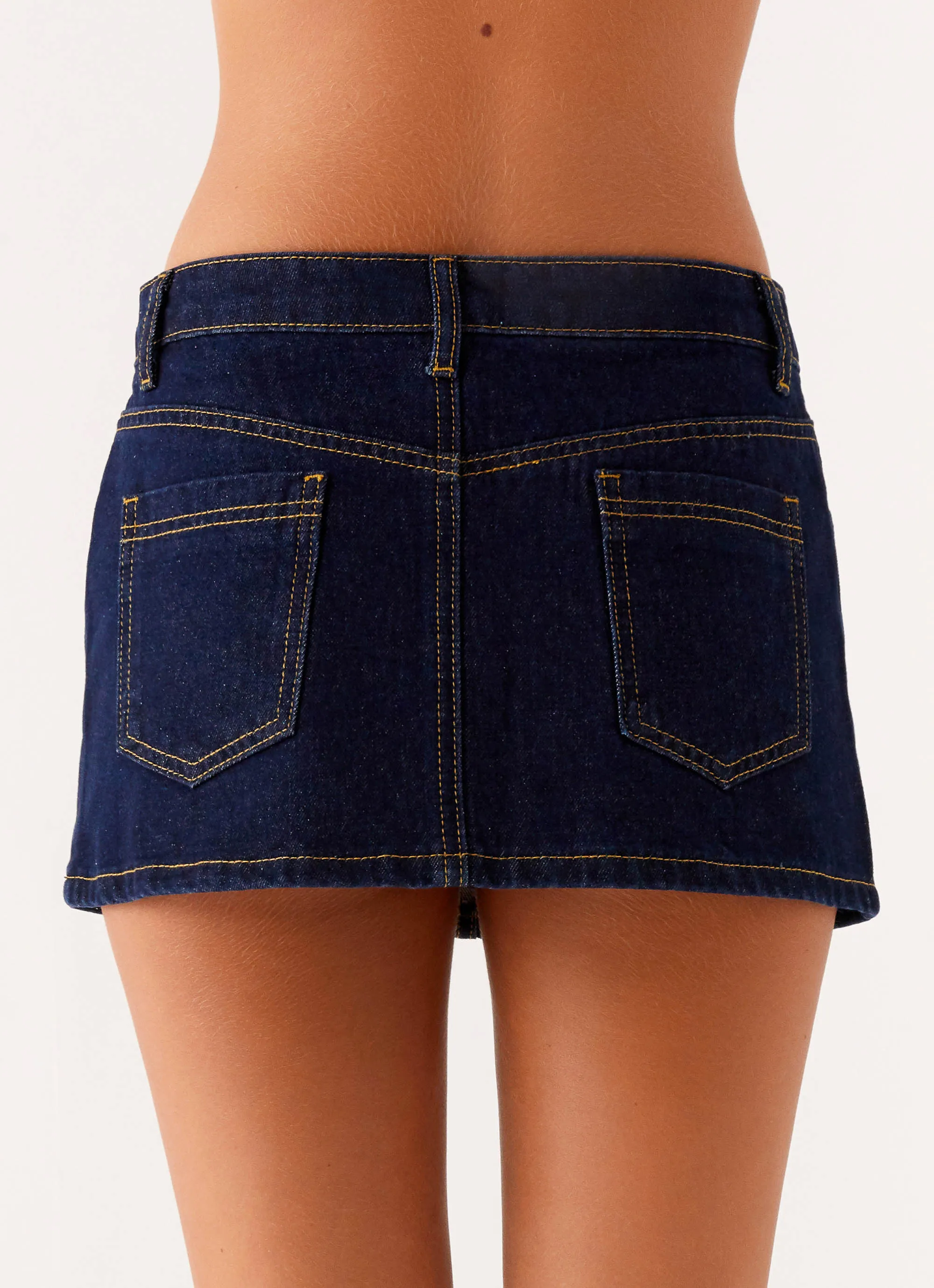 Maysa Low Rise Mini Skirt - Indigo Two Tone Trim