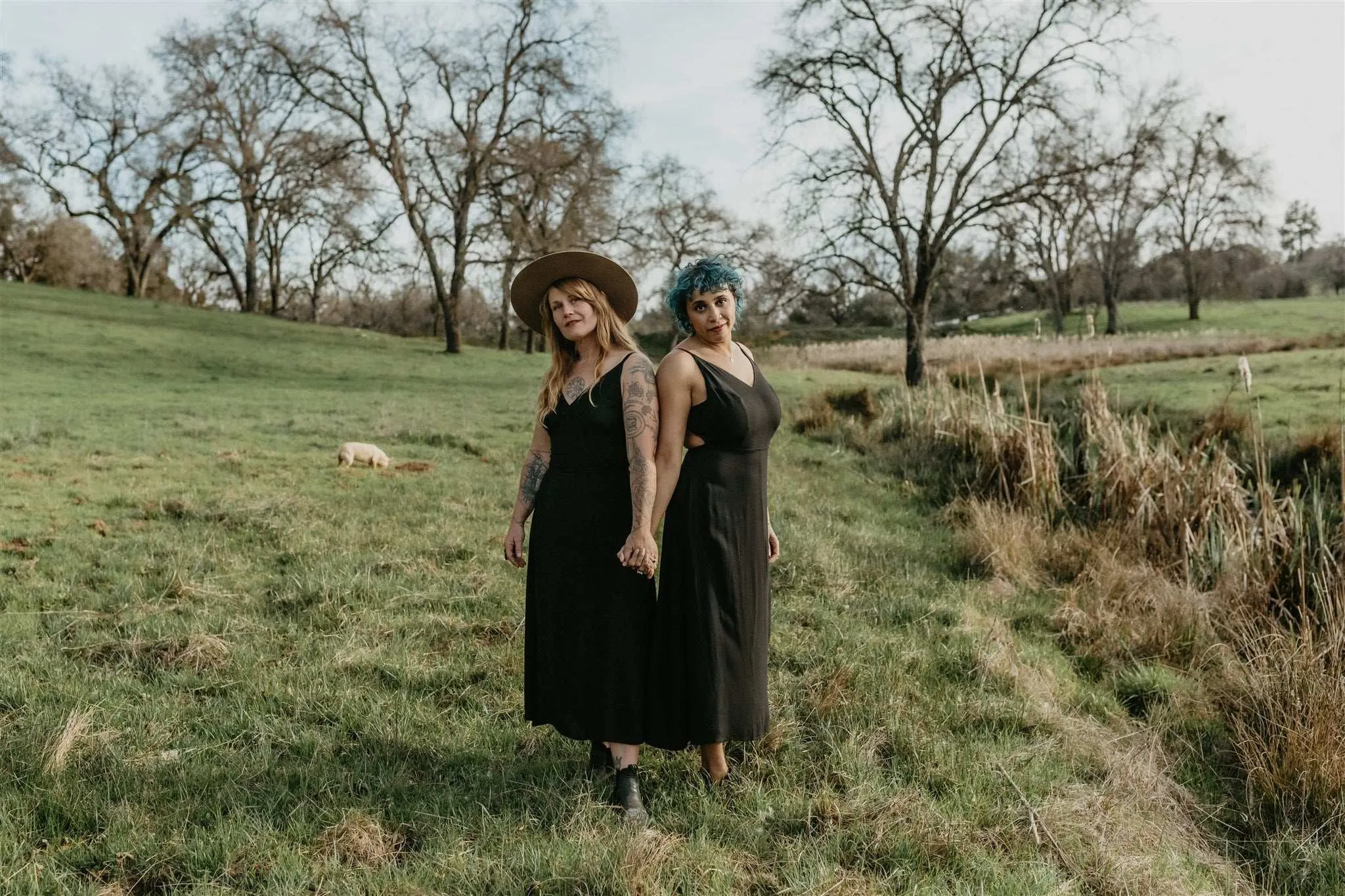 Meadow Dress in Black Challis Pleated design