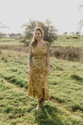 Soft Vibe Meadow Dress in Mustard Marigold Linen