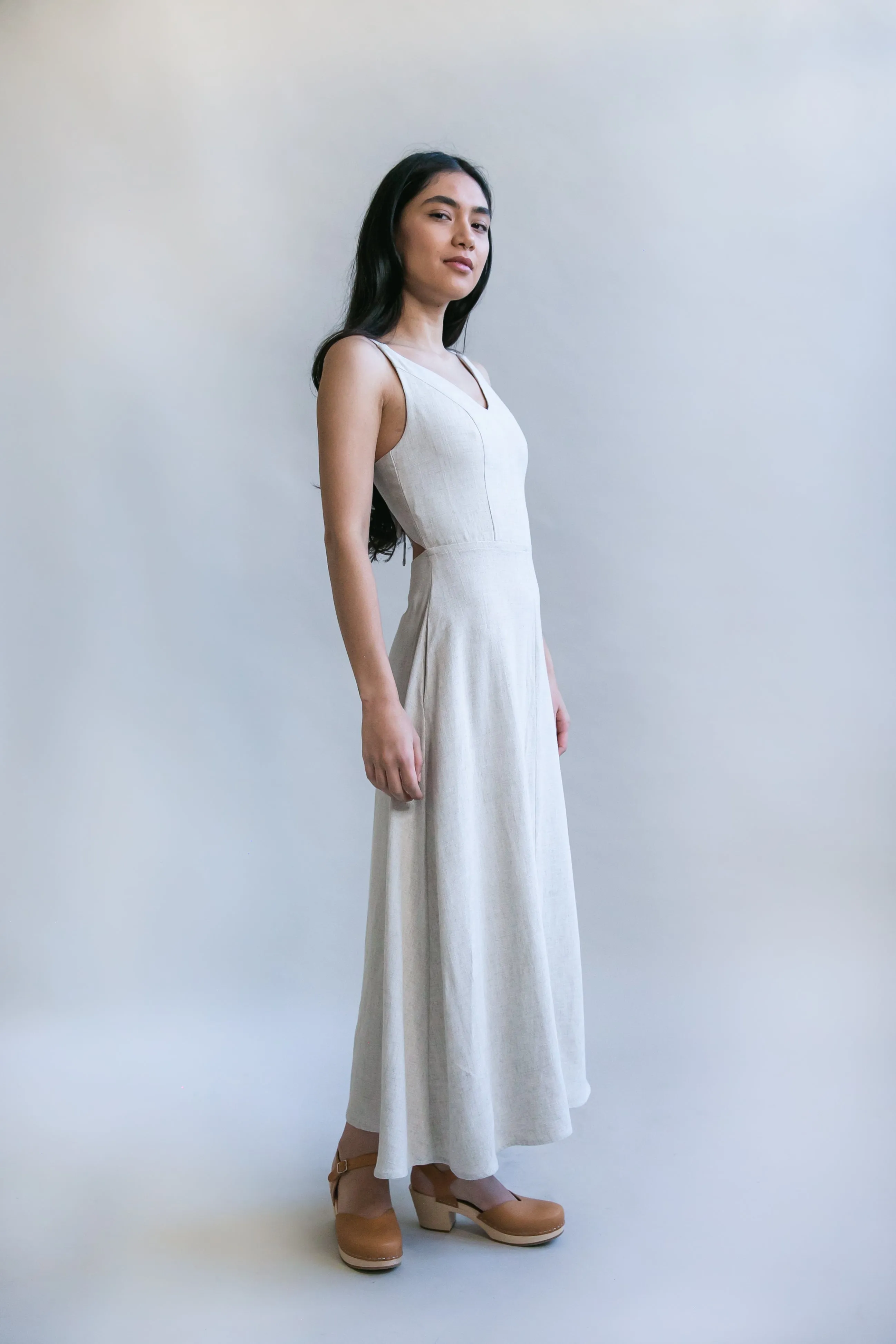 Meadow Dress in Oat Straw Linen Travel Friendly Low Maintenance