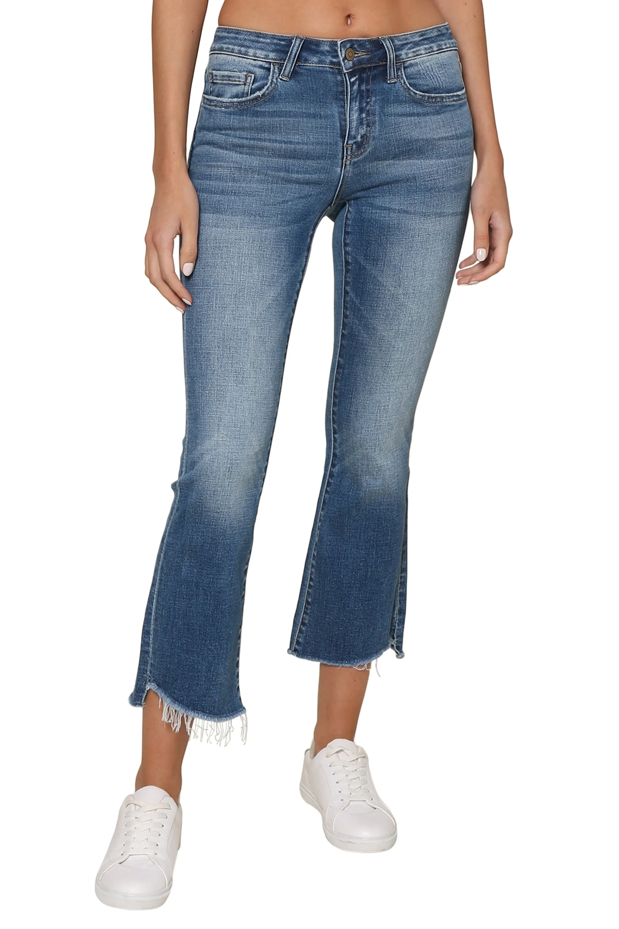 Med Wash Clean Crop Kick Flare Edgy Design Style Neutral