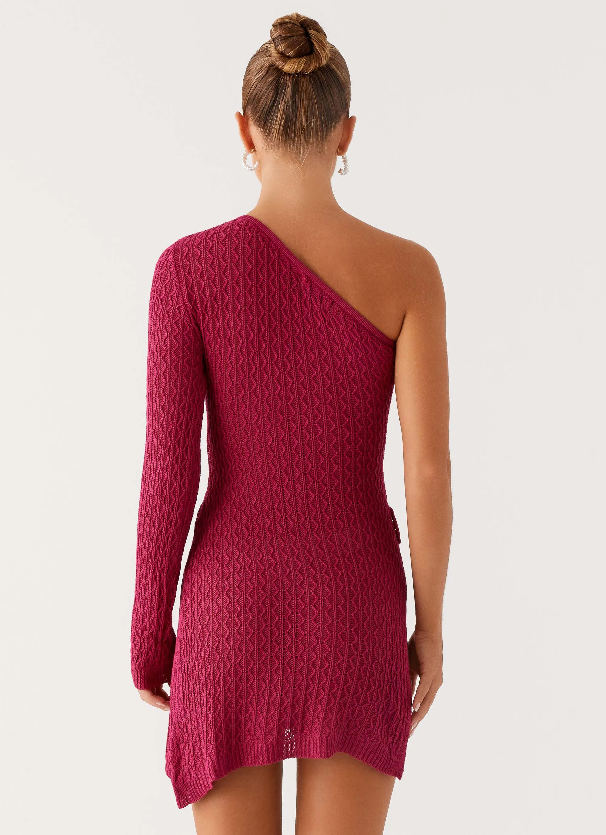 Bold Mood Neutrals Only Medda Knit Mini Dress - Hot Pink