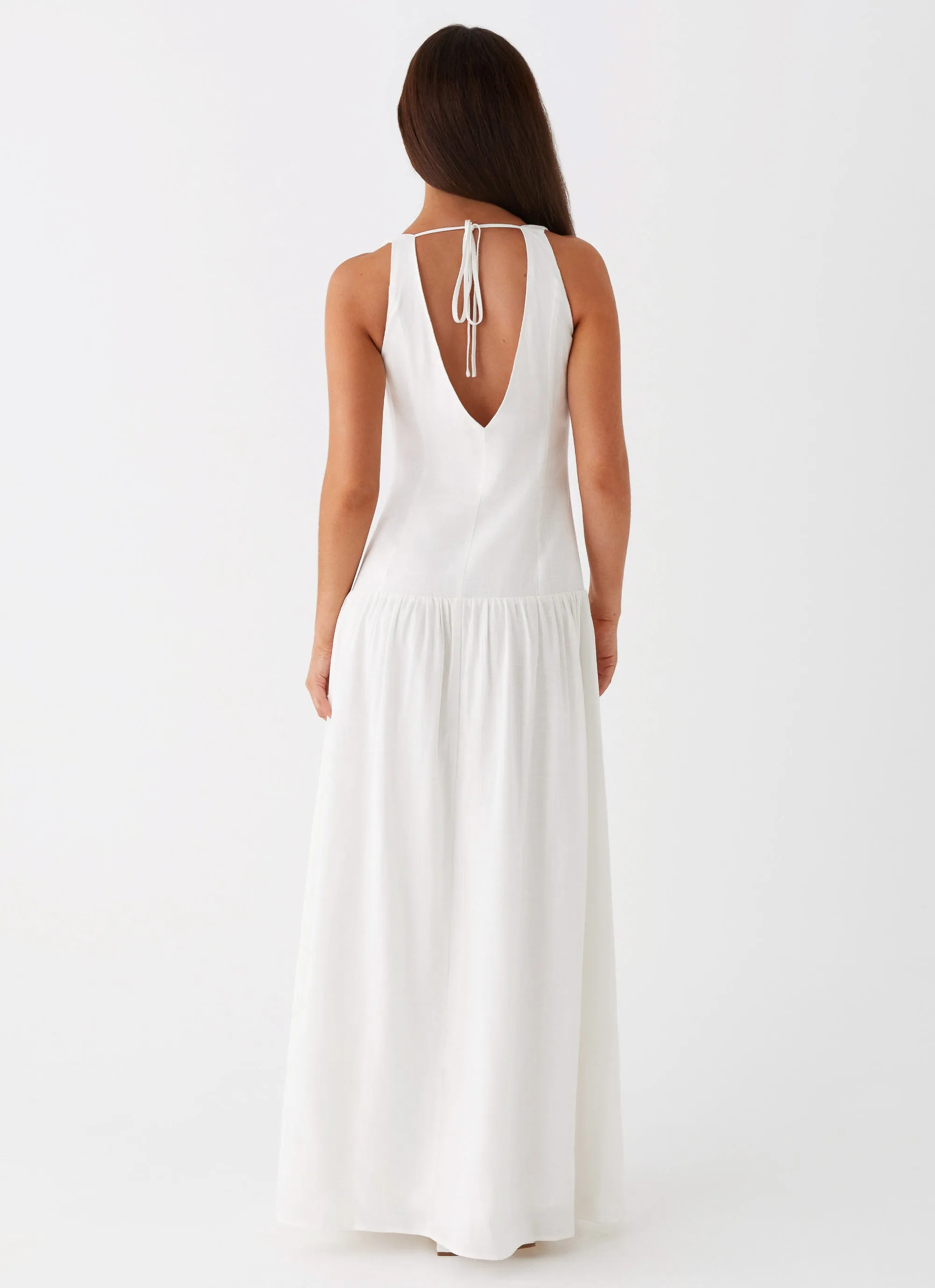 Meggie Linen Maxi Dress - White Petite Chic