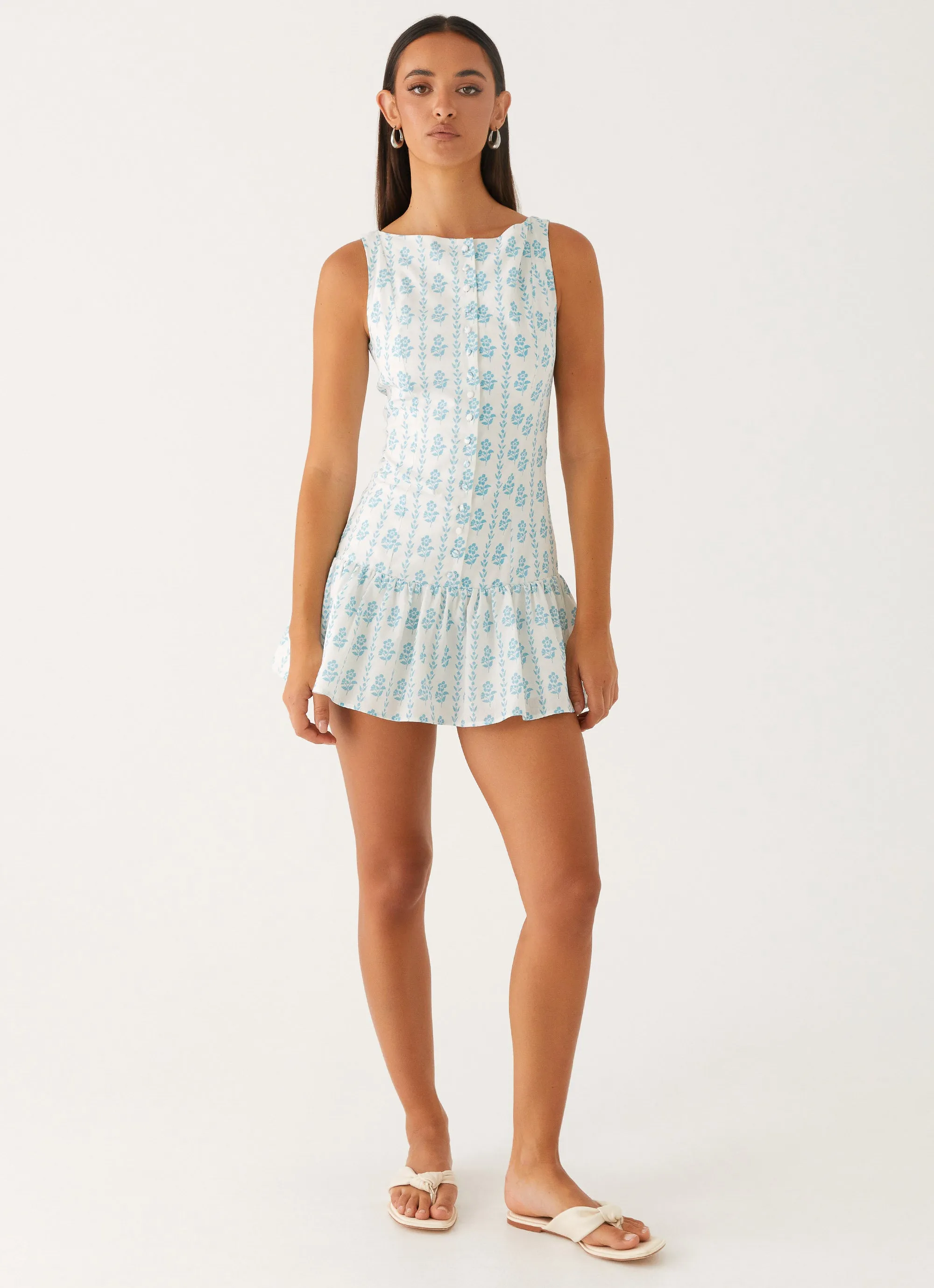 Meggie Linen Mini Dress - Sweet Daydream Print Machine washable