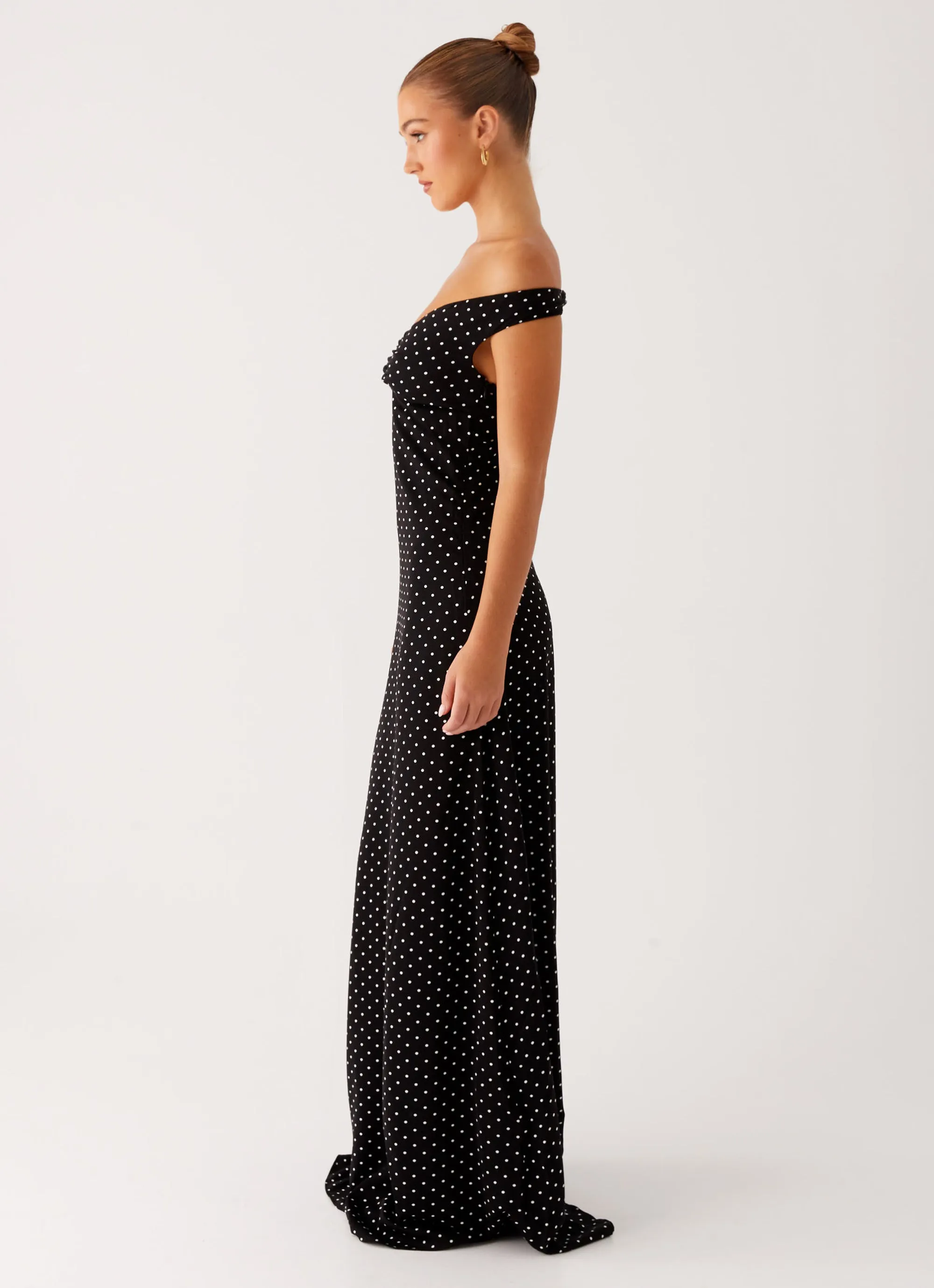 Melany Maxi Dress - Black Polka Dot EasyCareMaterial Day Chic