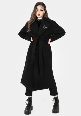 Meltdown Oversized Coat with Brooch - Black CompressionResistant ElasticWaistband