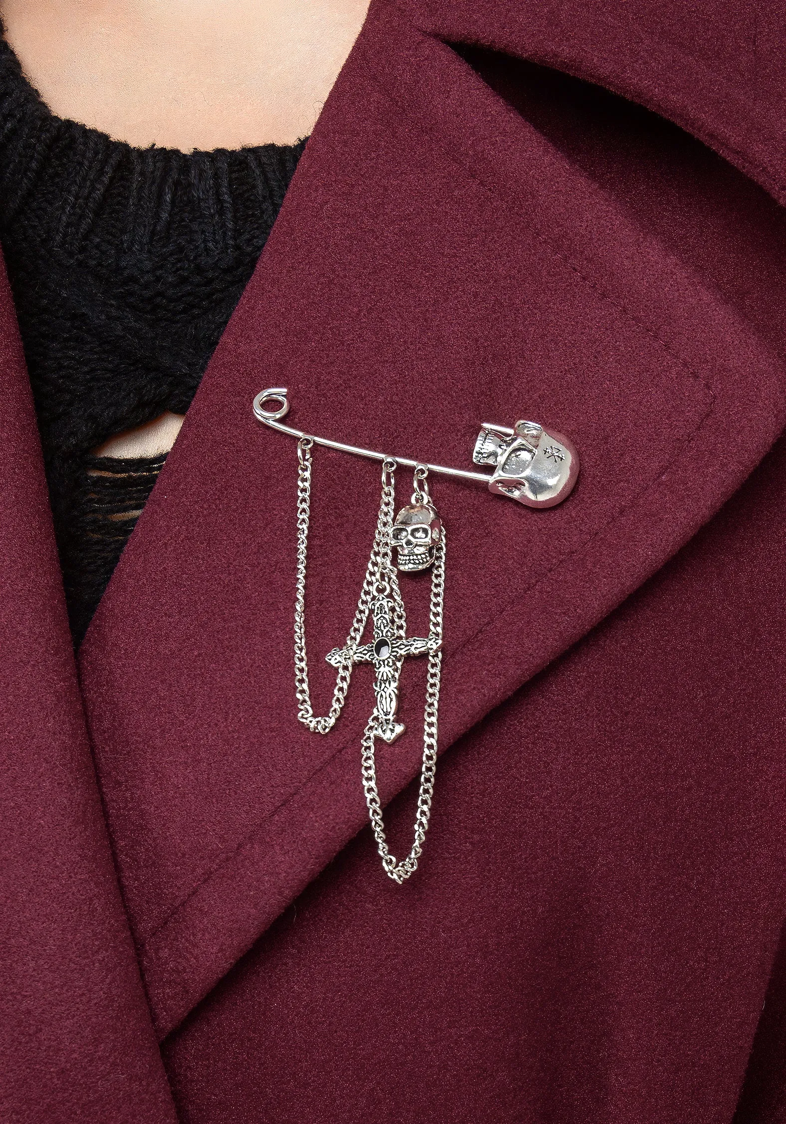 Meltdown Oversized Coat with Brooch - Red Abrasion Resistant Shell