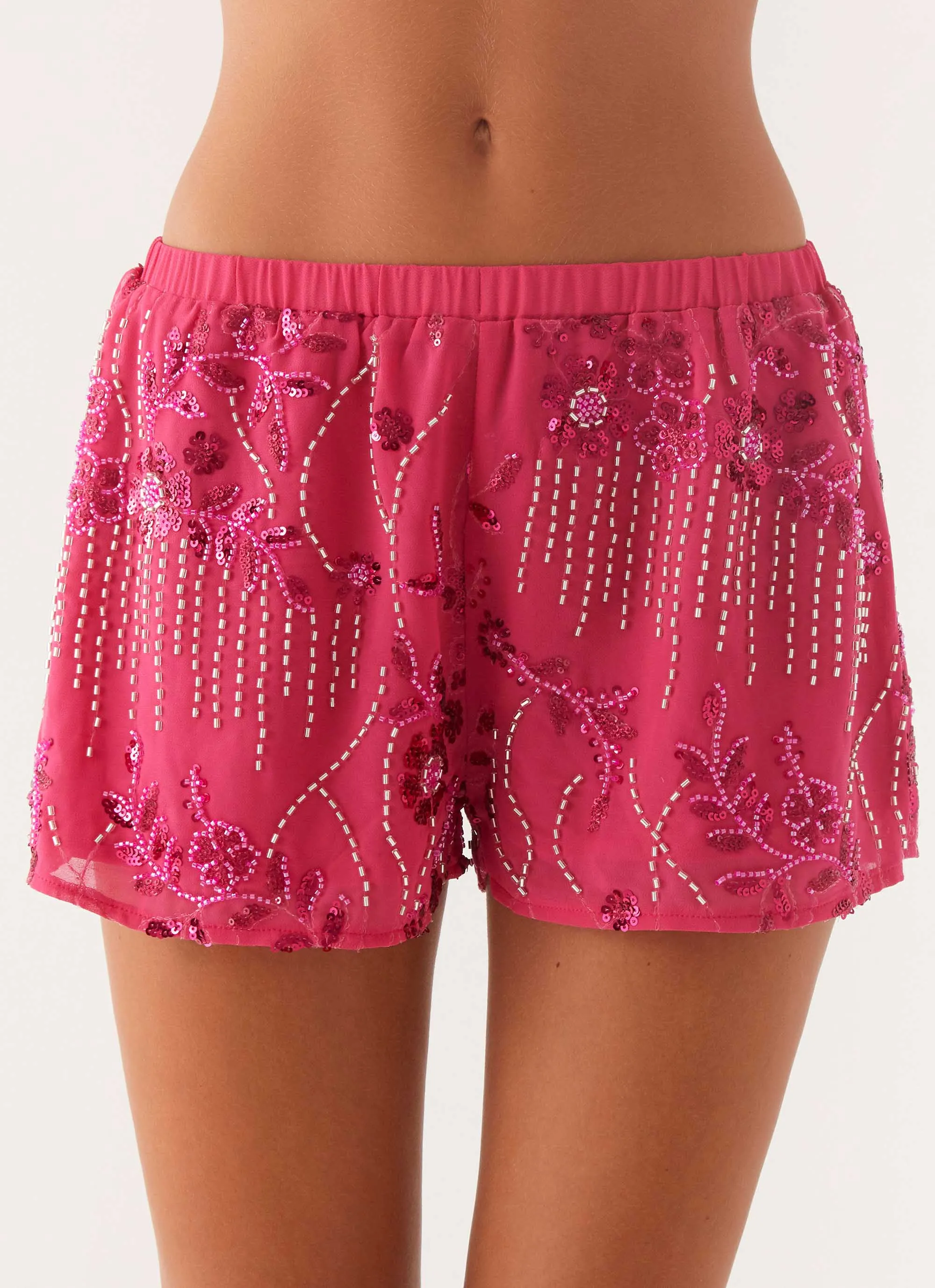 Easy Match Mercer Sequin Mini Shorts - Fuchsia