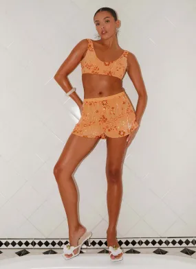 Mercer Sequin Mini Shorts - Orange Effortless Comfort