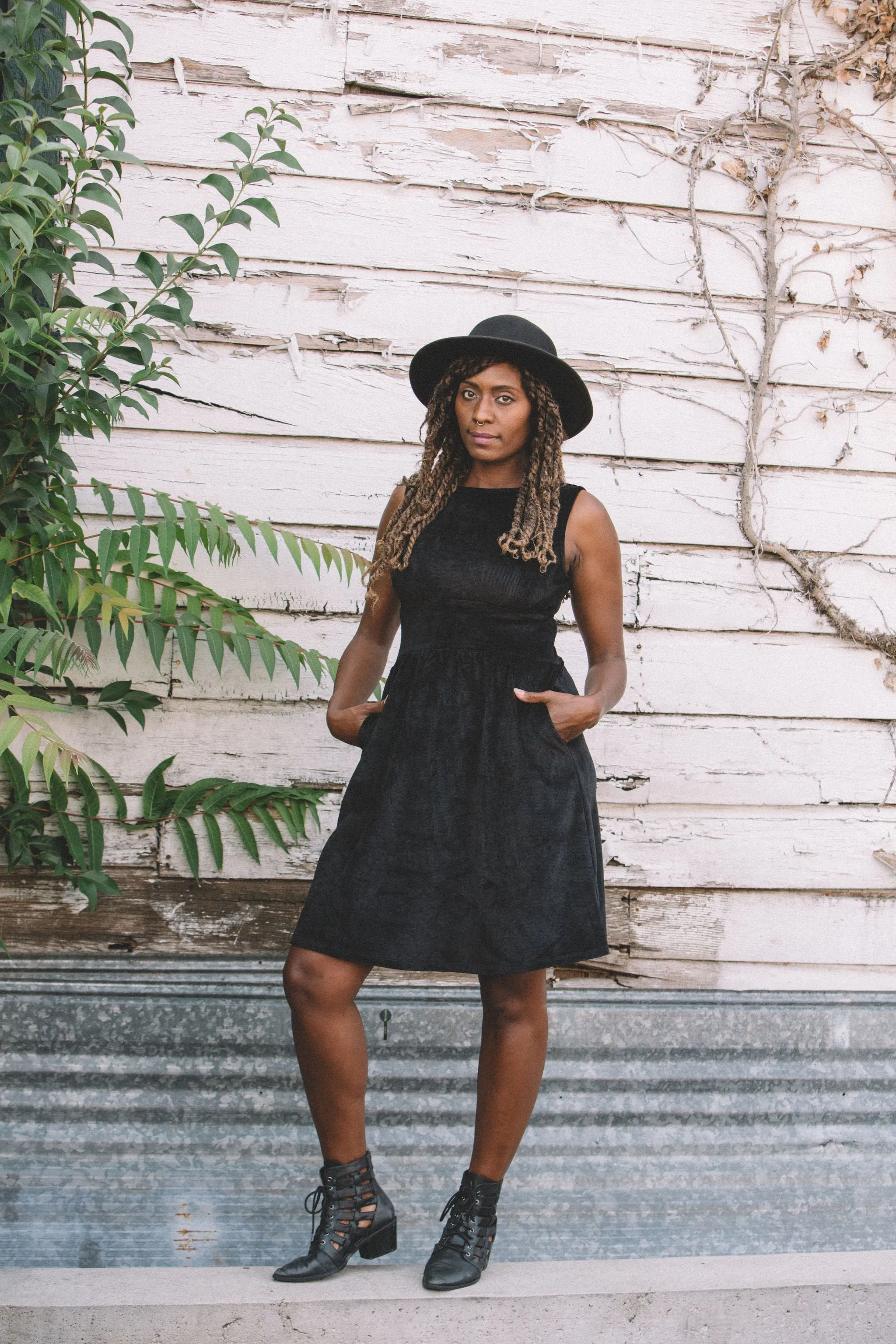 Chic Layers Live Soft Mere Dress in Black Ribbed Velvet