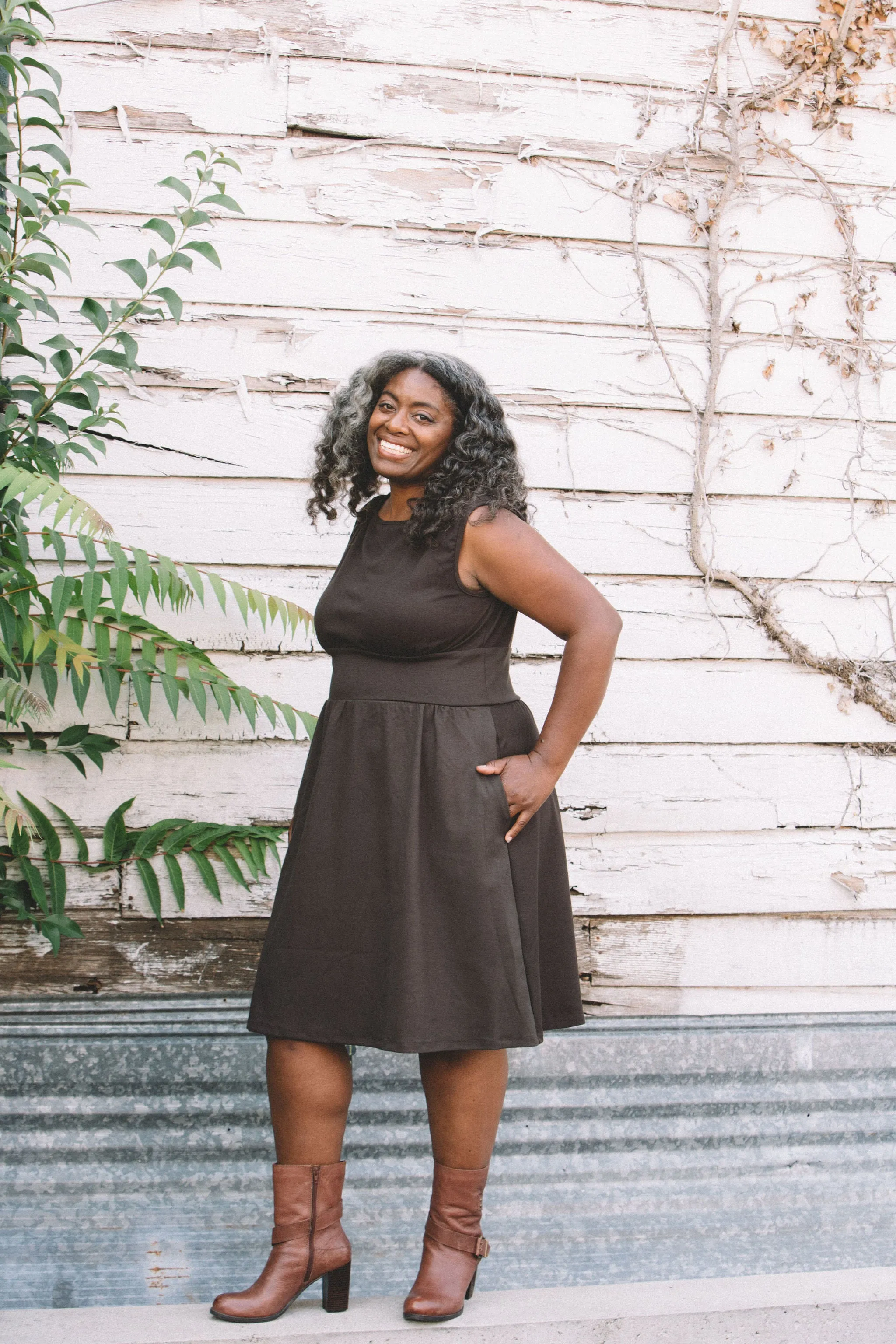 Fashionable outfit for outings Mere Dress in Dark Brown Ponte