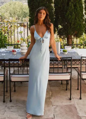 Flora Satin Maxi Dress - Ice Blue Casual Feel