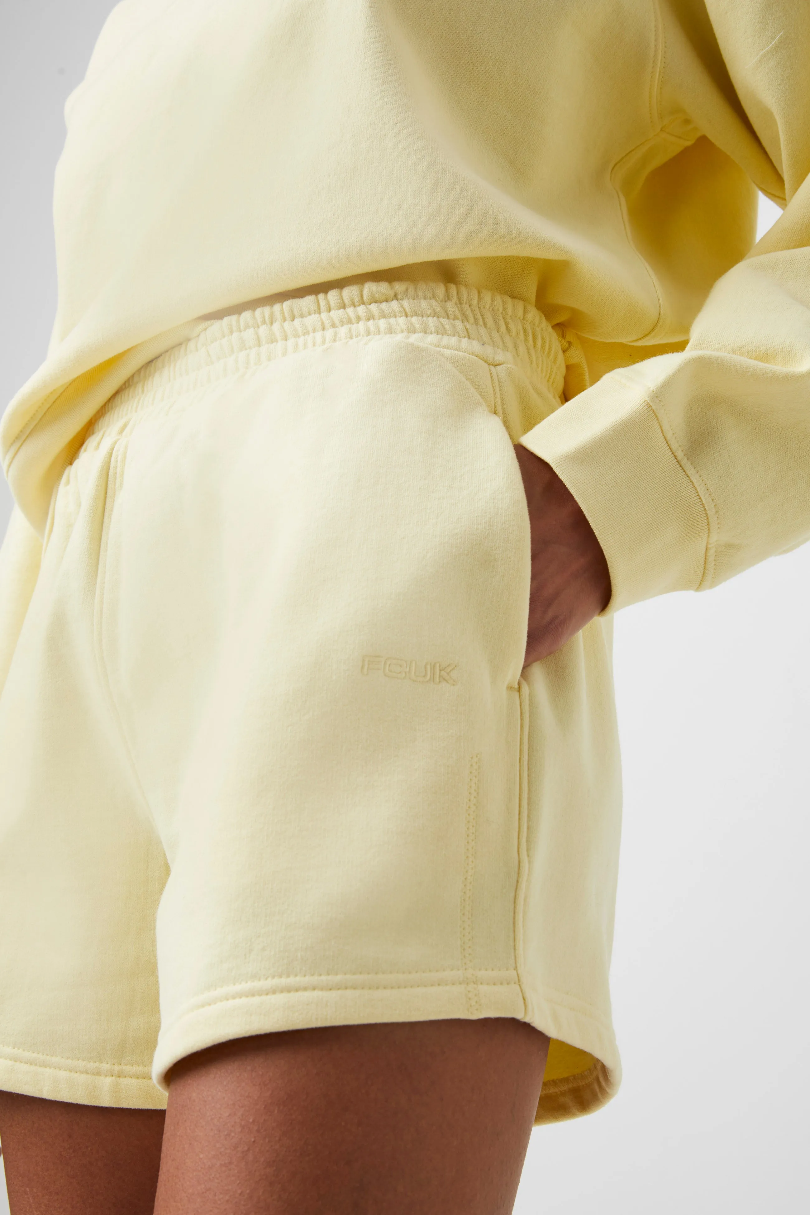 Dust Proof Fabric Leather Look FCUK Jogger Short Shorts