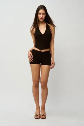 Urban Fashion earthy shades Rib Knit Hot Short