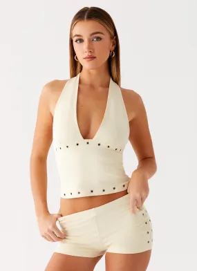 ButterSoft Handfeel Roxy Halter Top - Muted Yellow