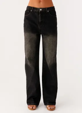 Back Again Straight Leg Denim Jeans - Acid Charcoal Iconic Outfit