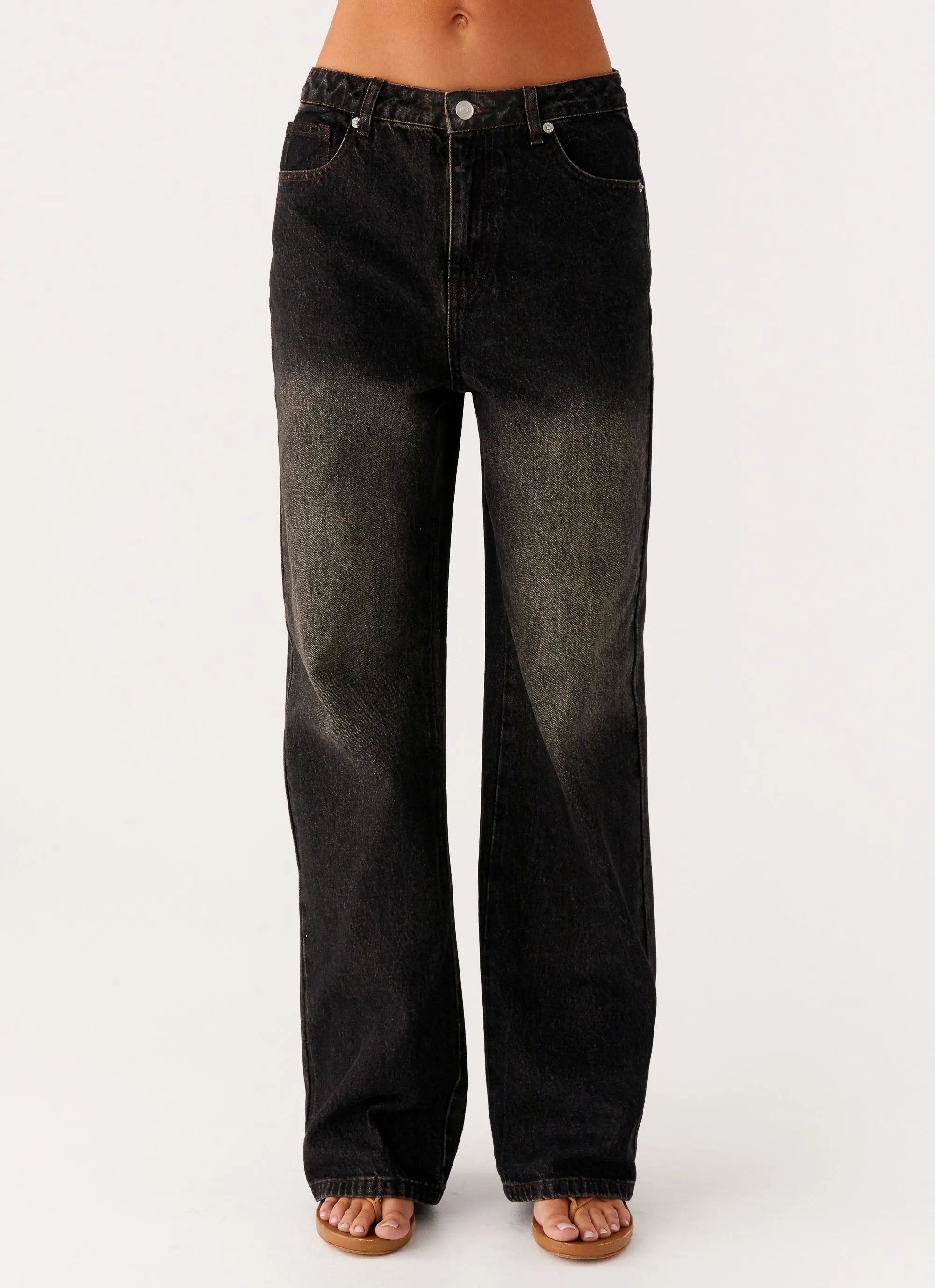 Layered Basics Common Wear Back Again Straight Leg Denim Jeans - Acid Charcoal