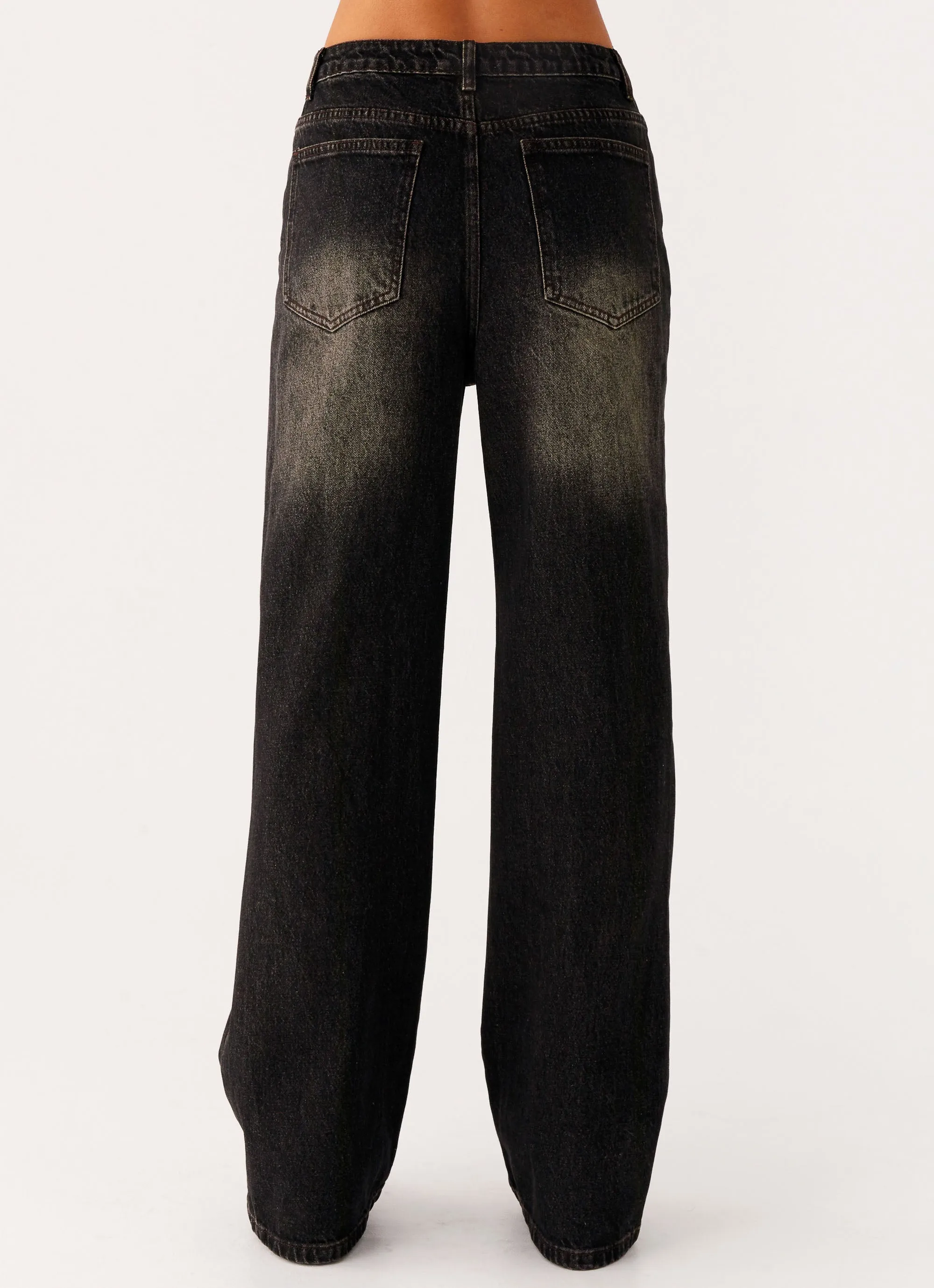Reliable Layer Back Again Straight Leg Denim Jeans - Acid Charcoal