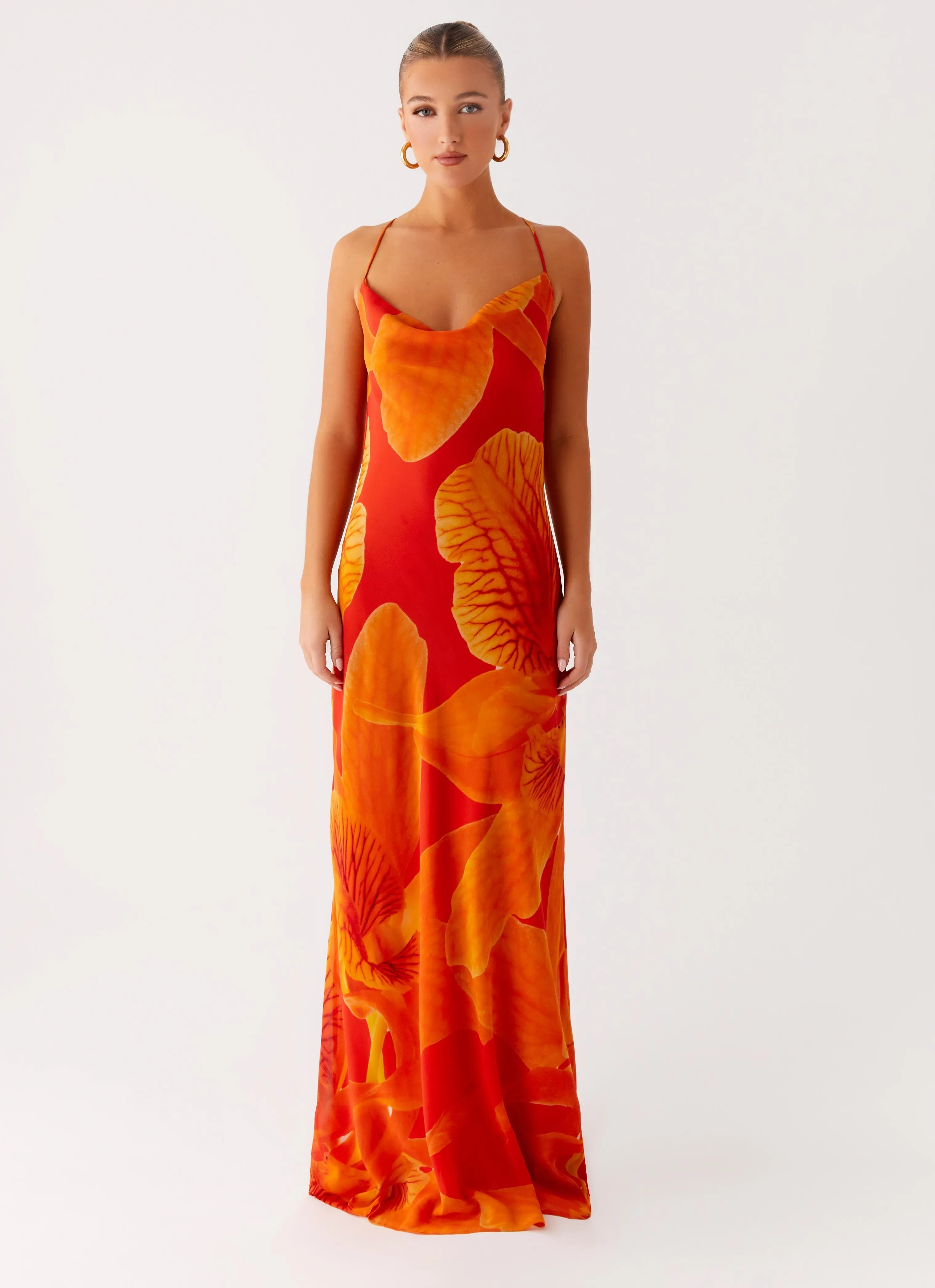 Comfy Fit Wear Dance Night Midafternoon Maxi Dress - Serene Orange