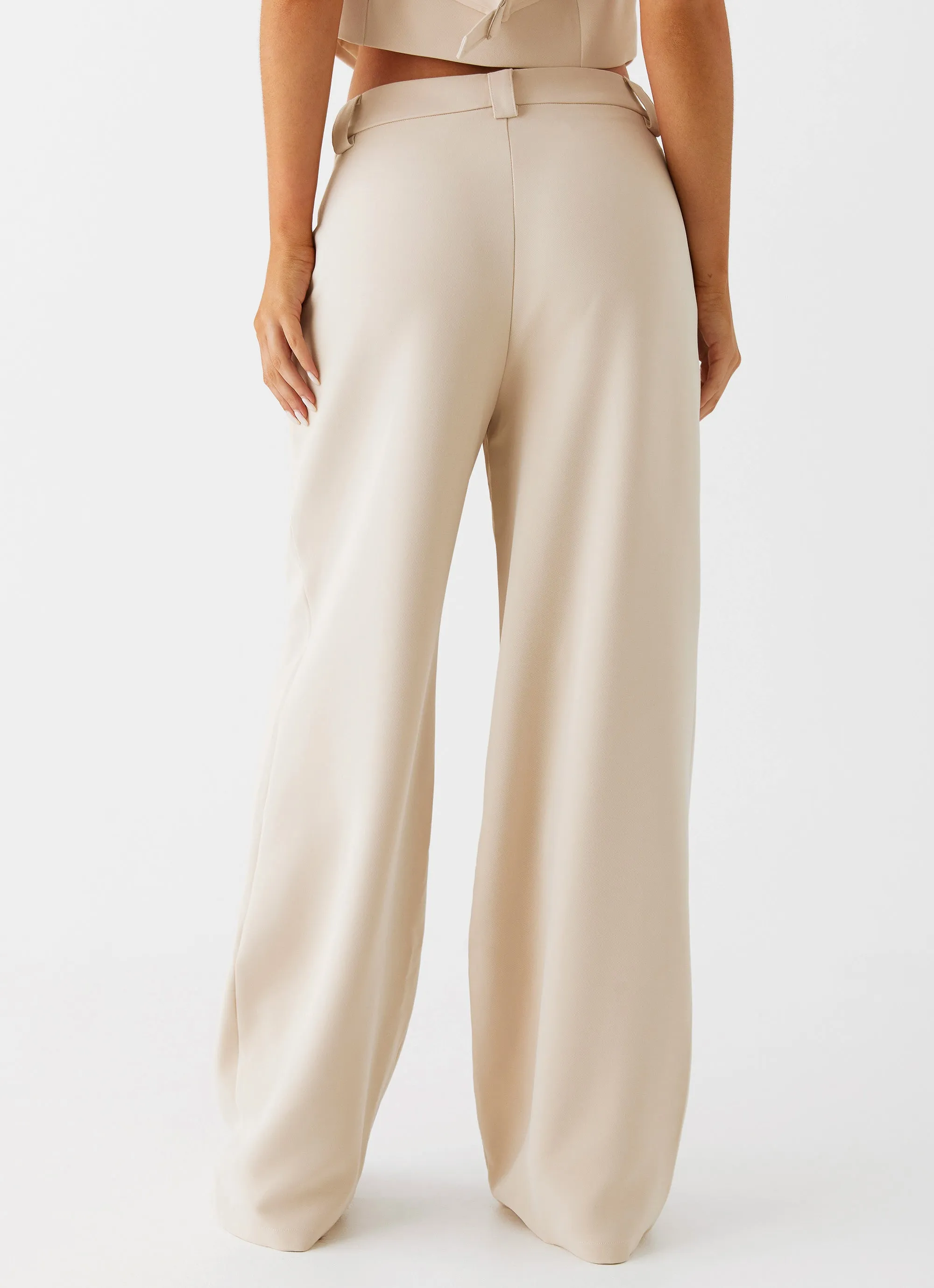 Midnight City Suit Pants - Beige Flexible Material All Day Fit