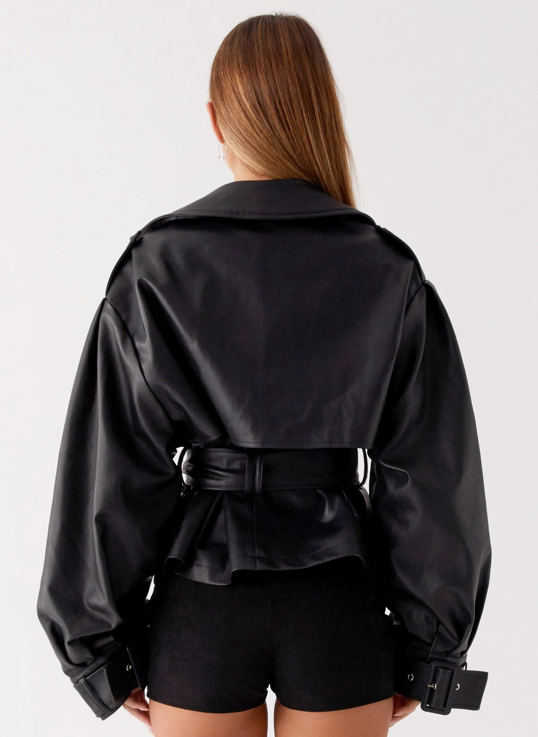 brand - new Office Midtown Leather Trench - Black