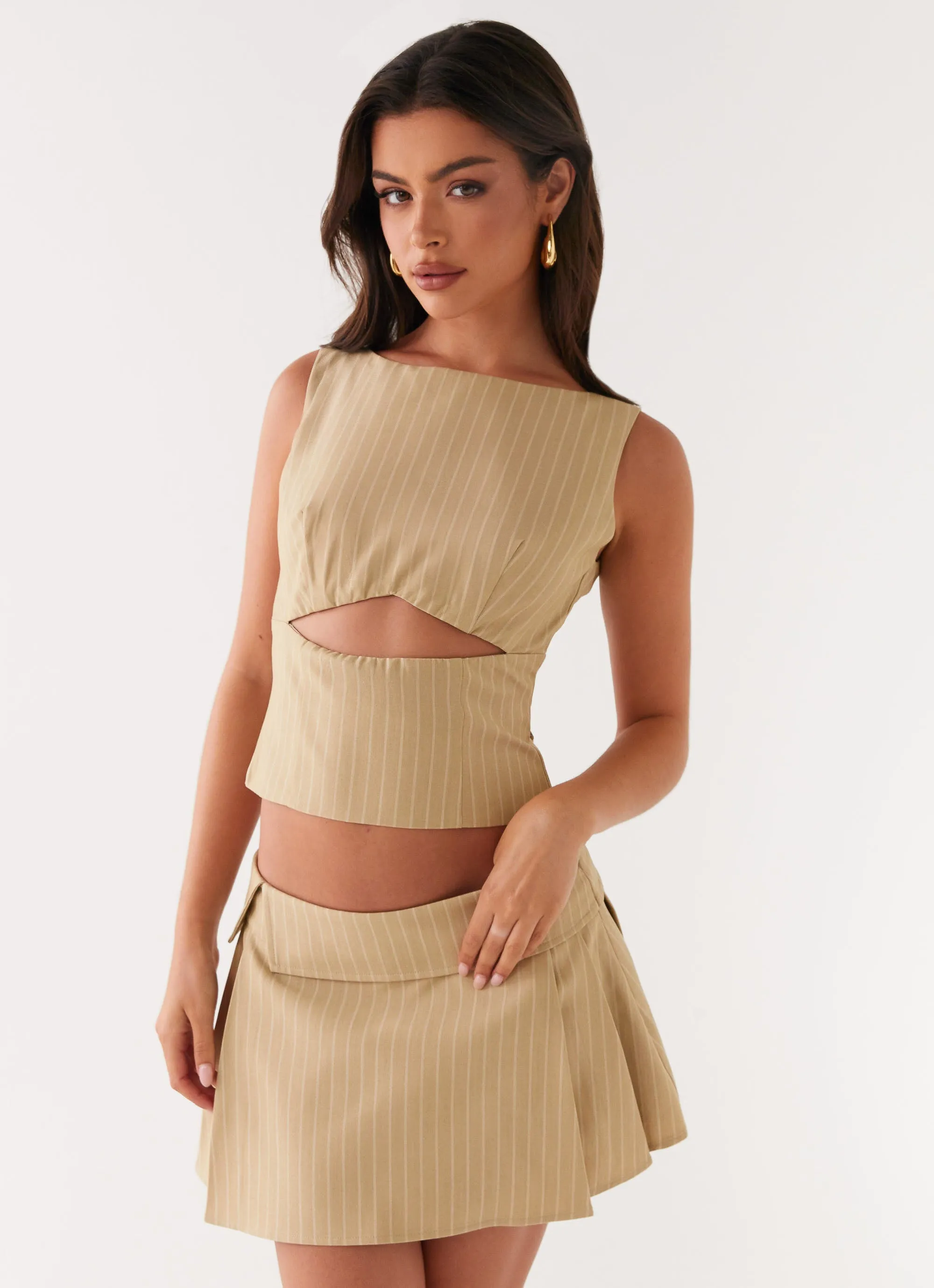 Relaxed Mood Urban Fit Miki Mini Skirt - Beige Stripe