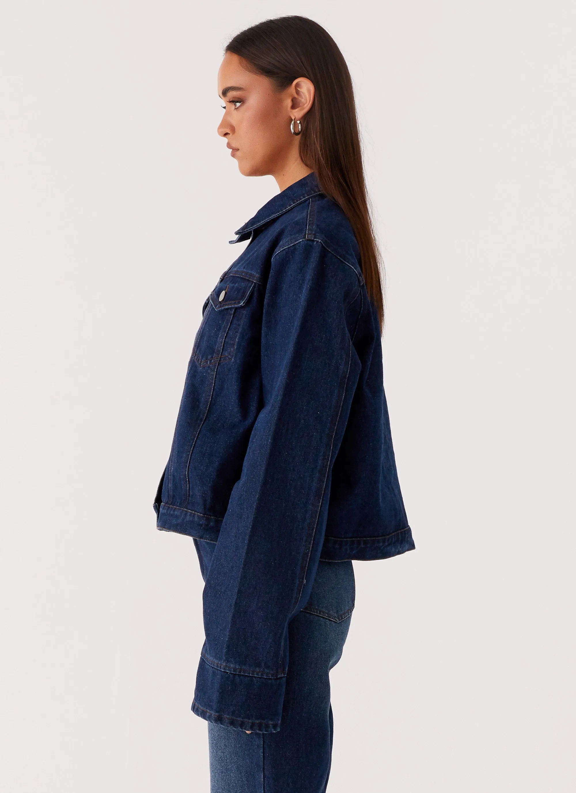Inventory Back Again Oversized Denim Jacket - Vintage Blue