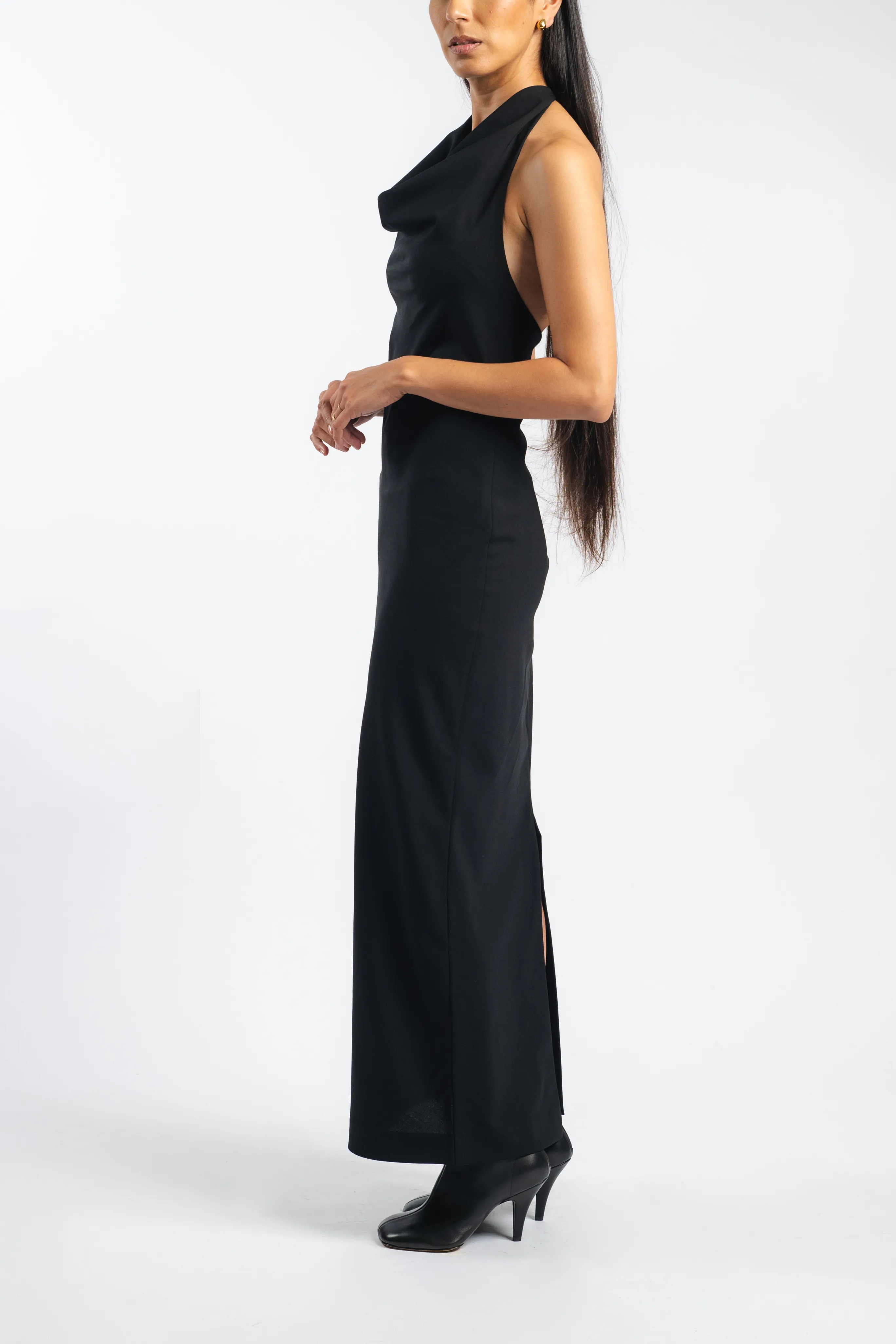 Celebration Wear Soft Shape Tasselled Cowlneck Dress