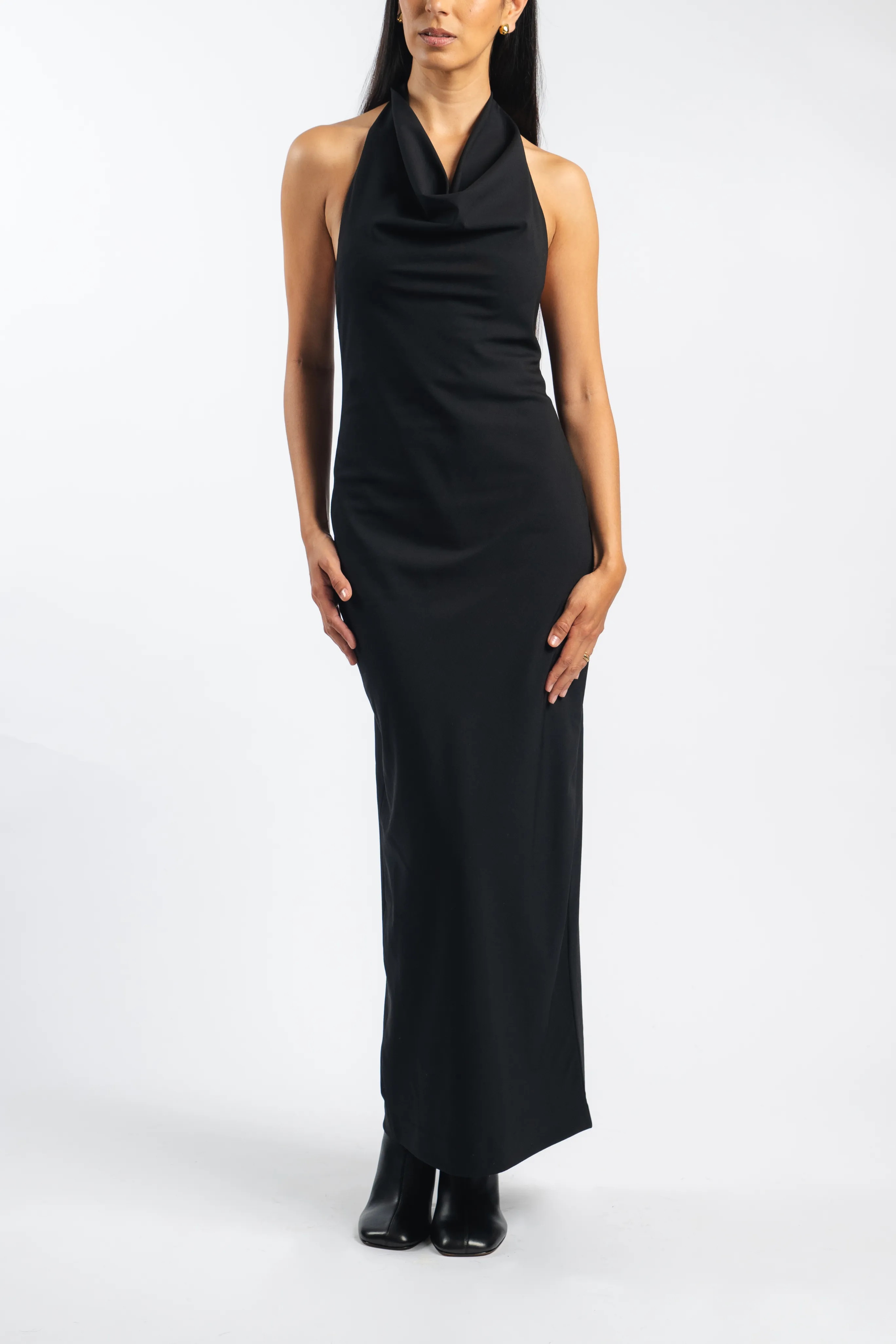 Lightweight Piece Modern Wear Tasselled Cowlneck Dress