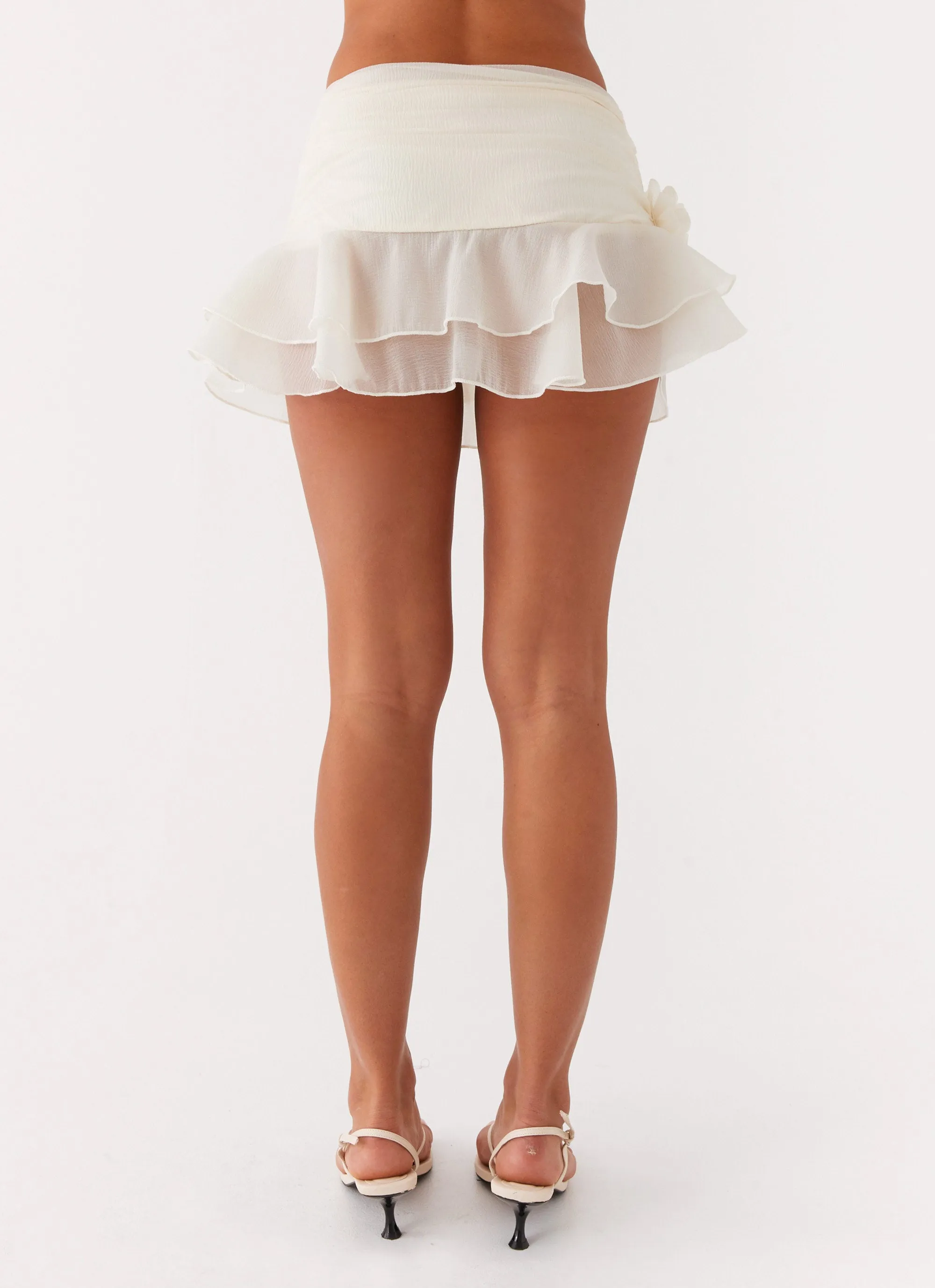 Wrap style Comfort Wear Call Me Never Tiered Mini Skirt - Ivory