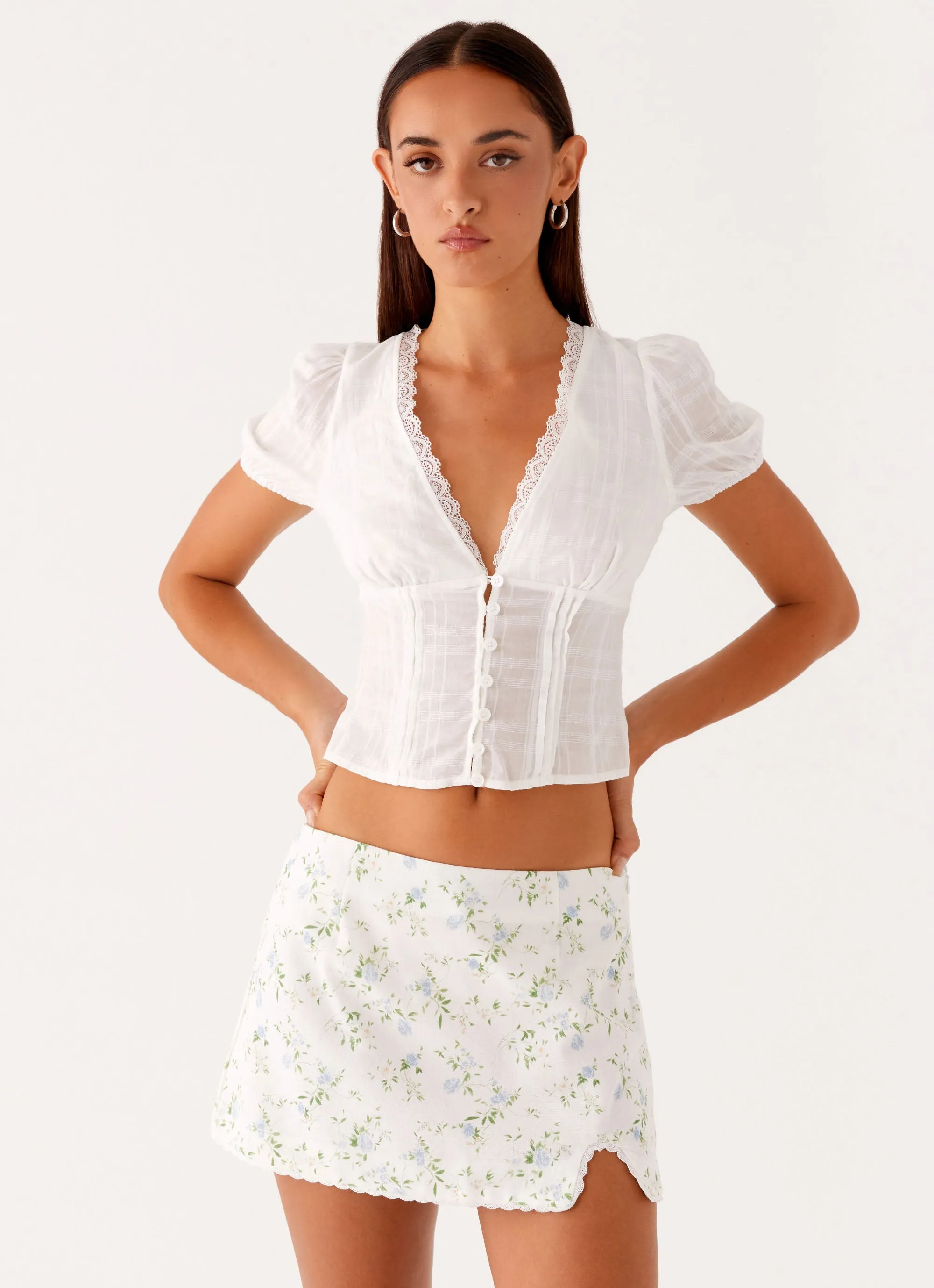 Disconnect Mini Skirt - Vintage Ditsy Floral One size fits most Neutral palette