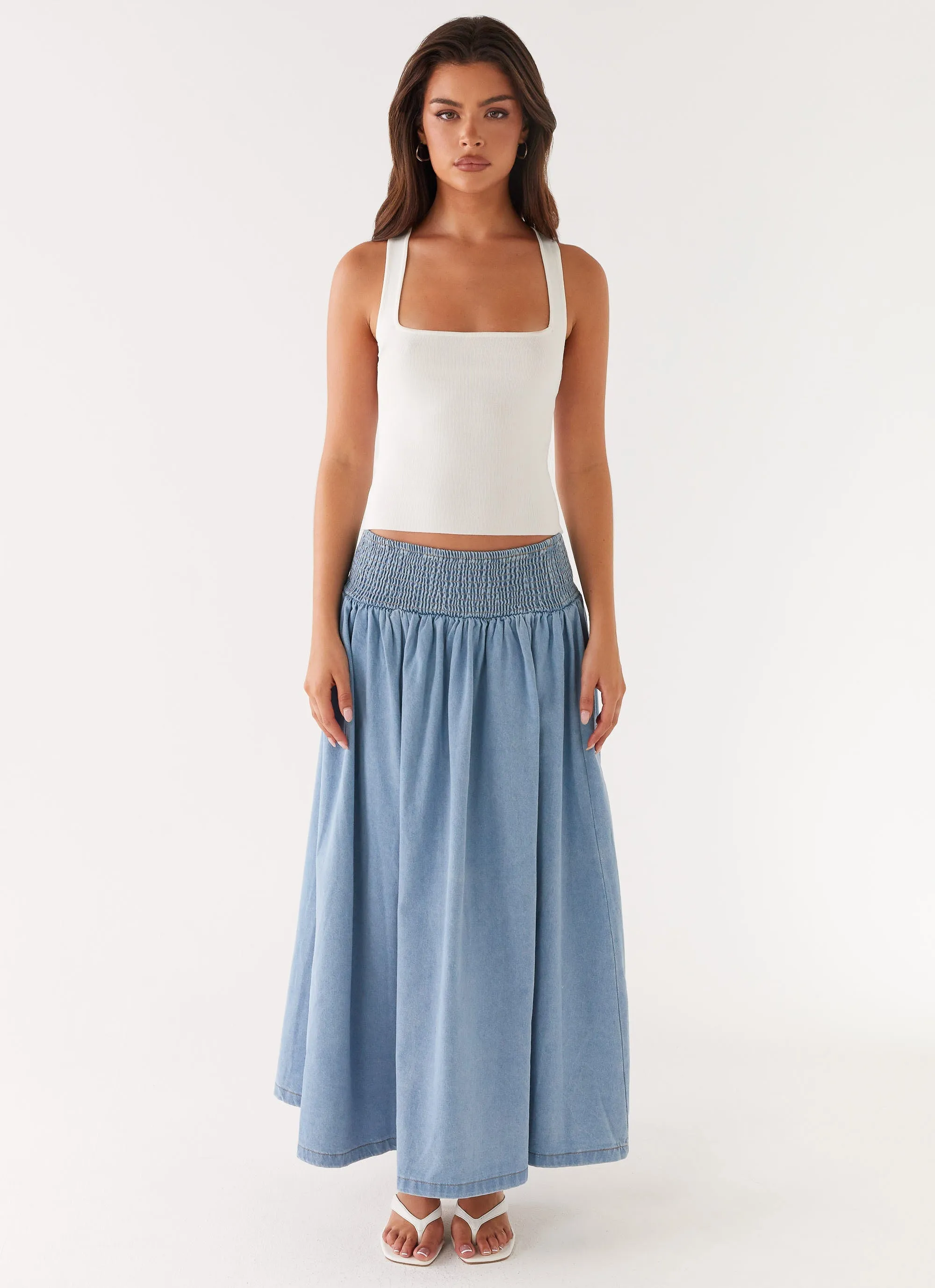 Heater Midi Skirt - Washed Blue Heritage Inspired Outfit Focus
