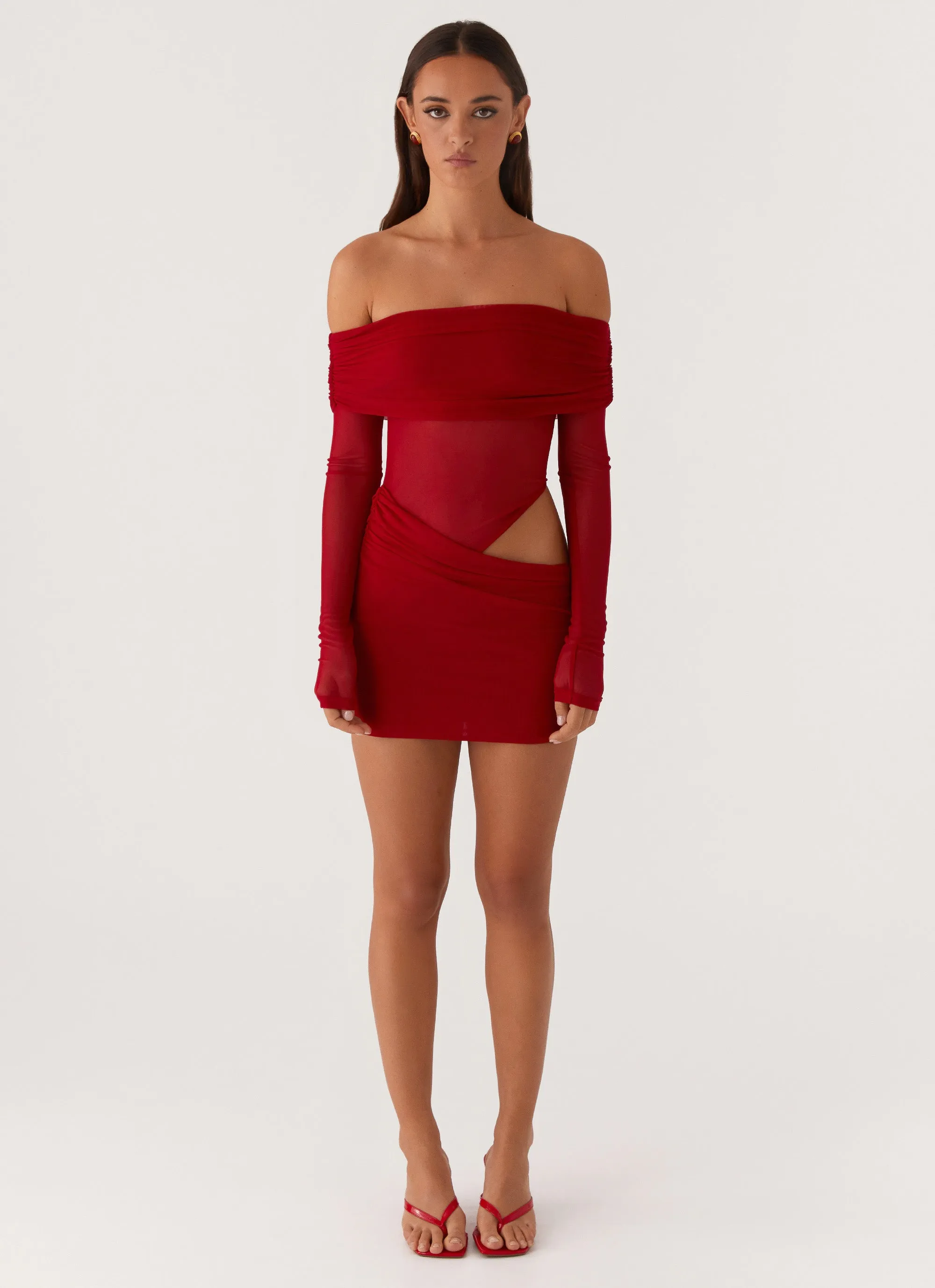 Two Tone Trim No Doubt Mini Dress - Red