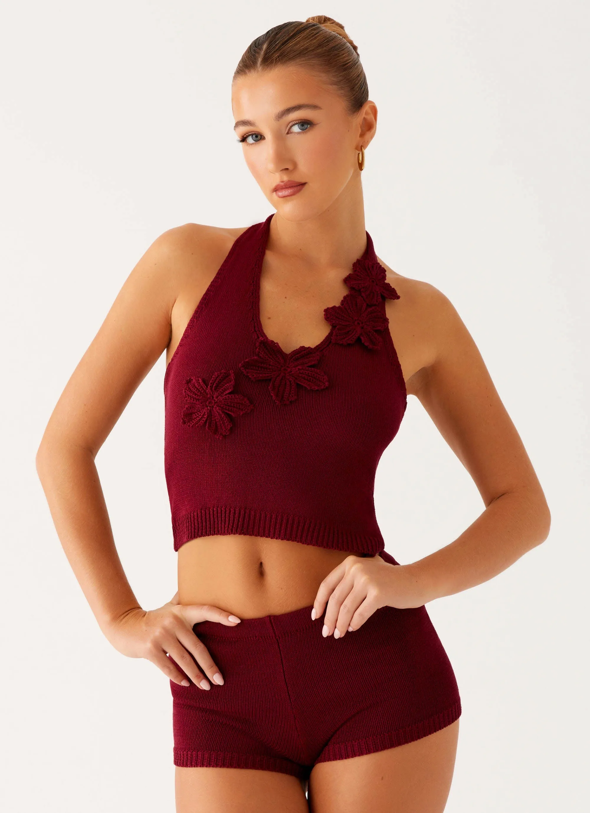 Miffy Crochet Top - Maroon Comfortable Wear