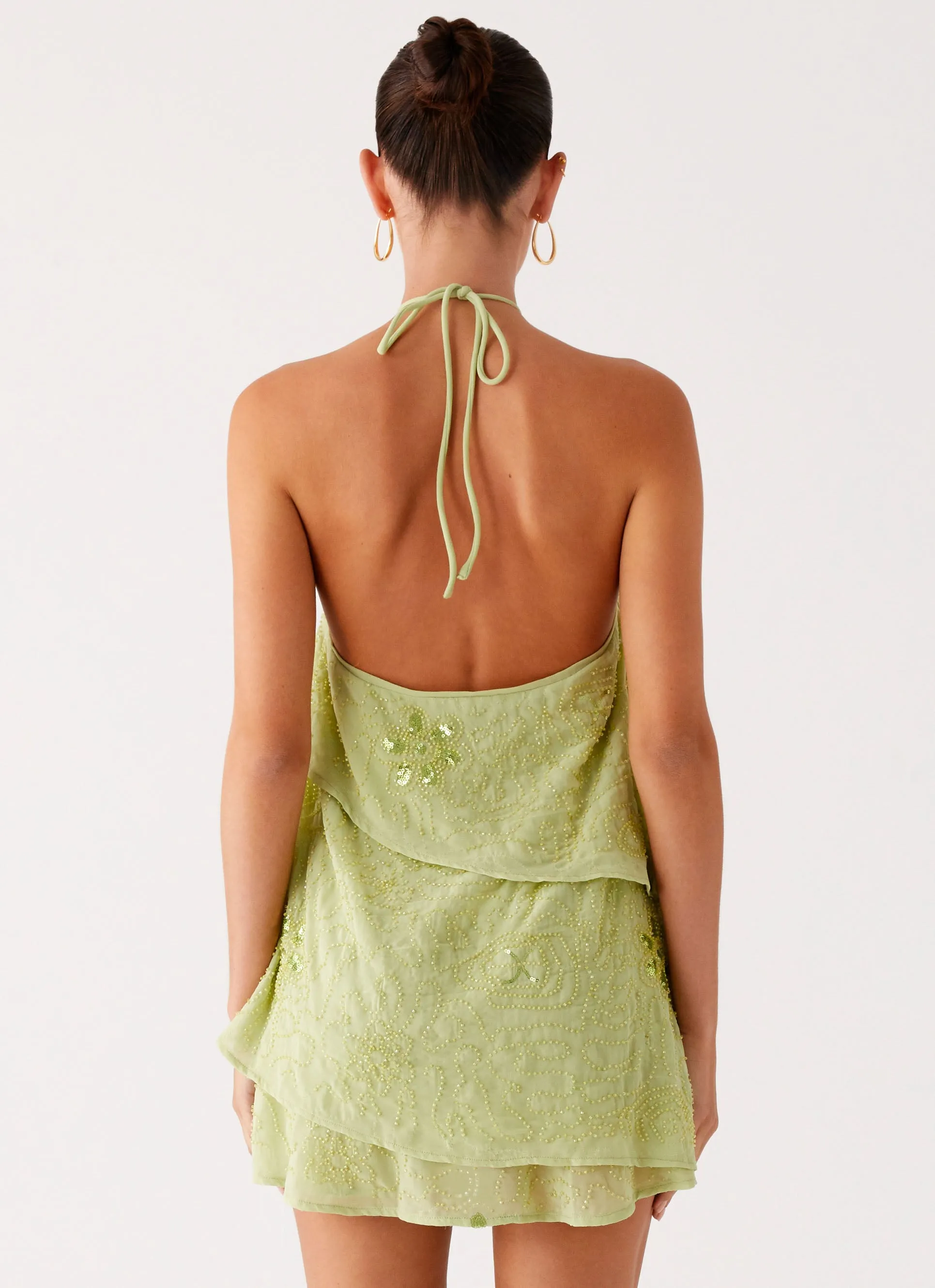 Secure Closure On The Go Beaded Mini Dress - Mint