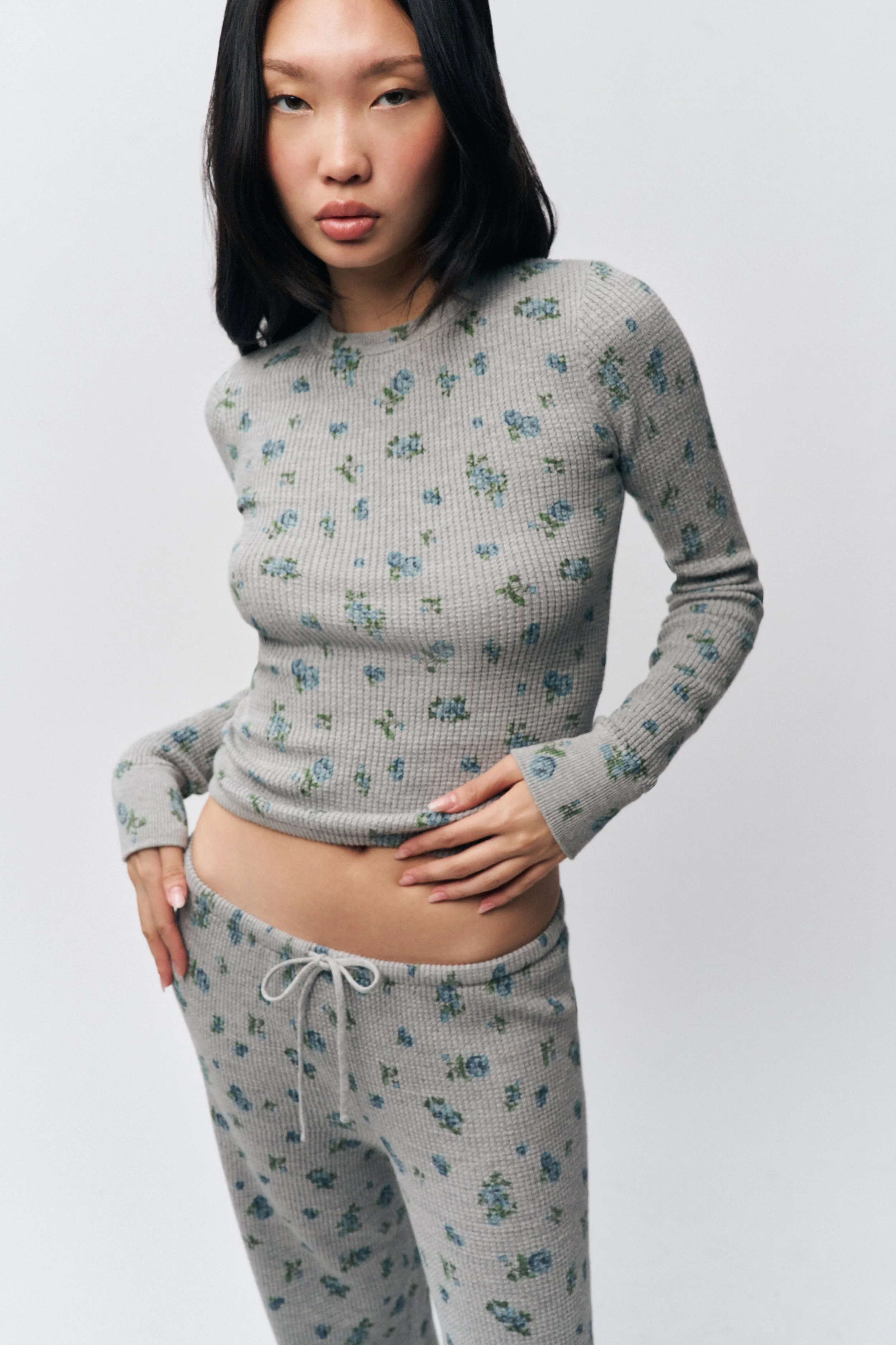 Long Sleeve Thermal Top Yarn Dyed Pattern Cloth Trendy Sweater