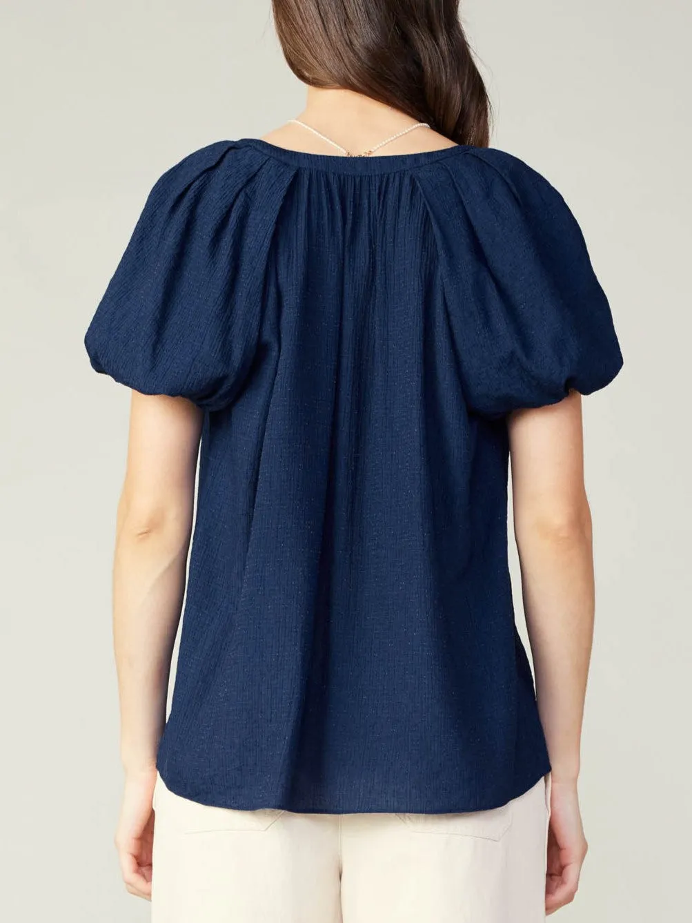 Multi Panel Cut Lightweight Design Maeve Top Navy