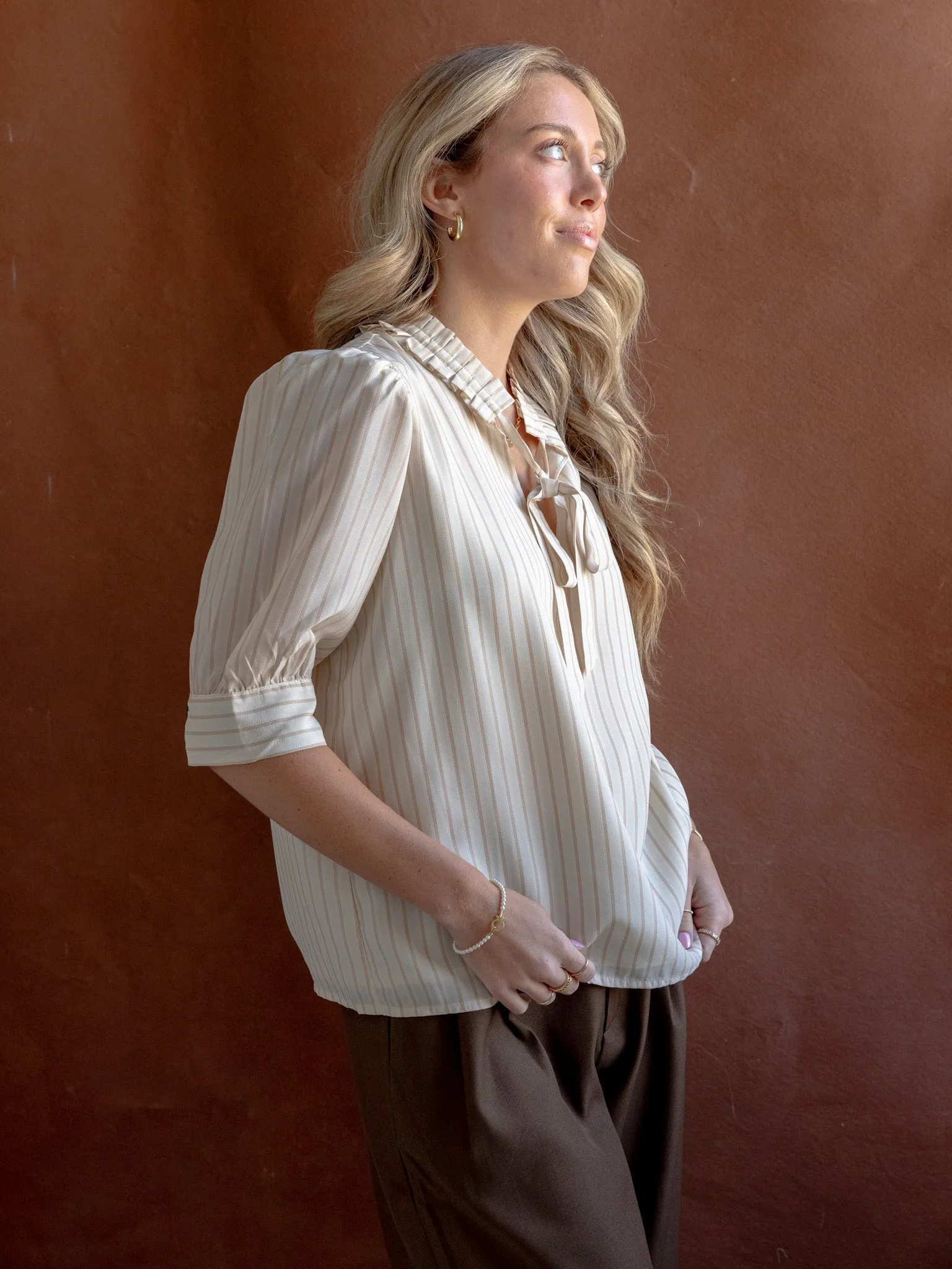 Rhonda Stripe Blouse Relaxed Top