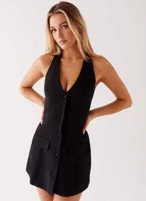 Mira Halter Neck Mini Dress - Black Plus size option Timeless Trend
