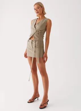 Chill Wear Non Slip Waist Mira Mini Skirt - Khaki