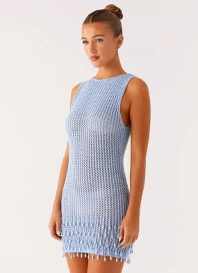 Miracle Beaded Crochet Mini Dress - Blue Season Ready Balanced Form