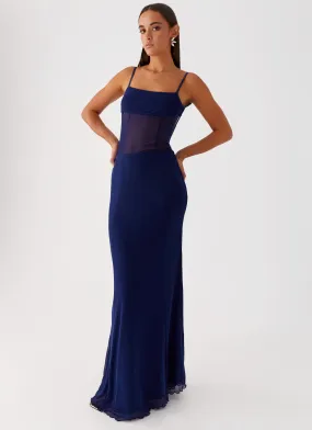 Miranda Maxi Dress - Navy Balanced Texture