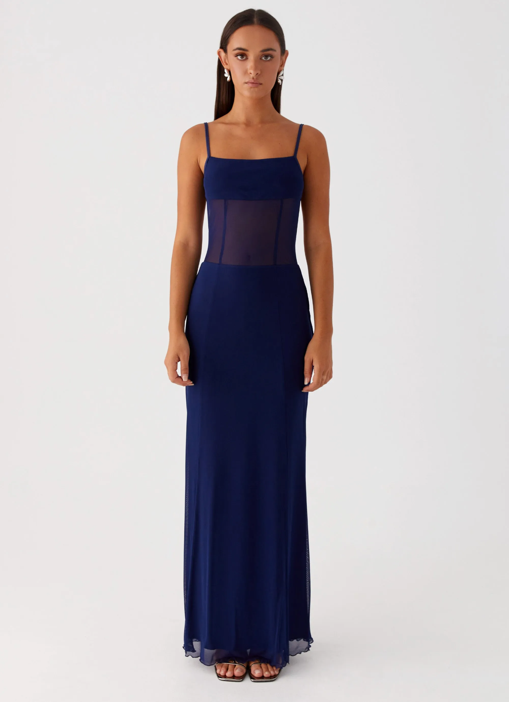 Clasp-Closure Street Ready Miranda Maxi Dress - Navy