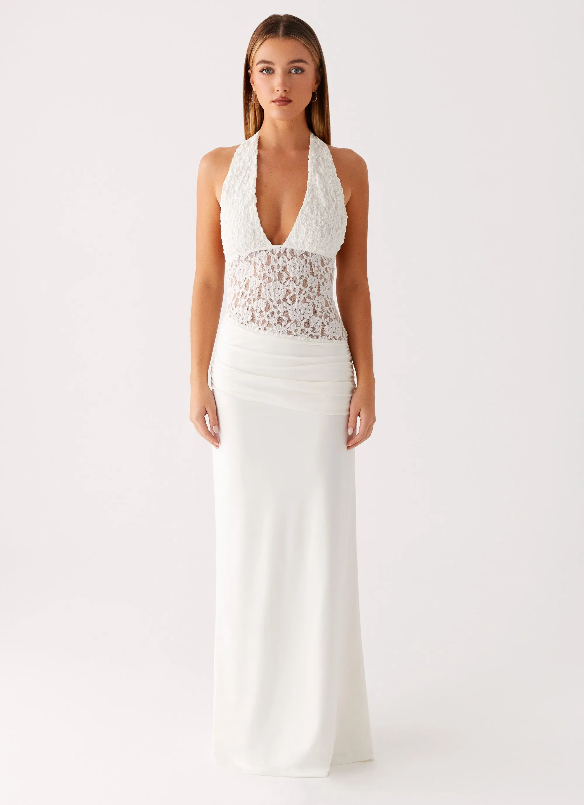 Miri Halter Maxi Dress - Ivory Fit For All Glam Feel