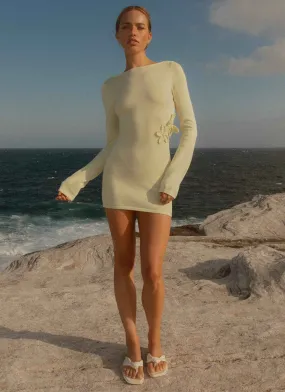 Miriam Knit Mini Dress - Green Raglan-Sleeve Warm Soft