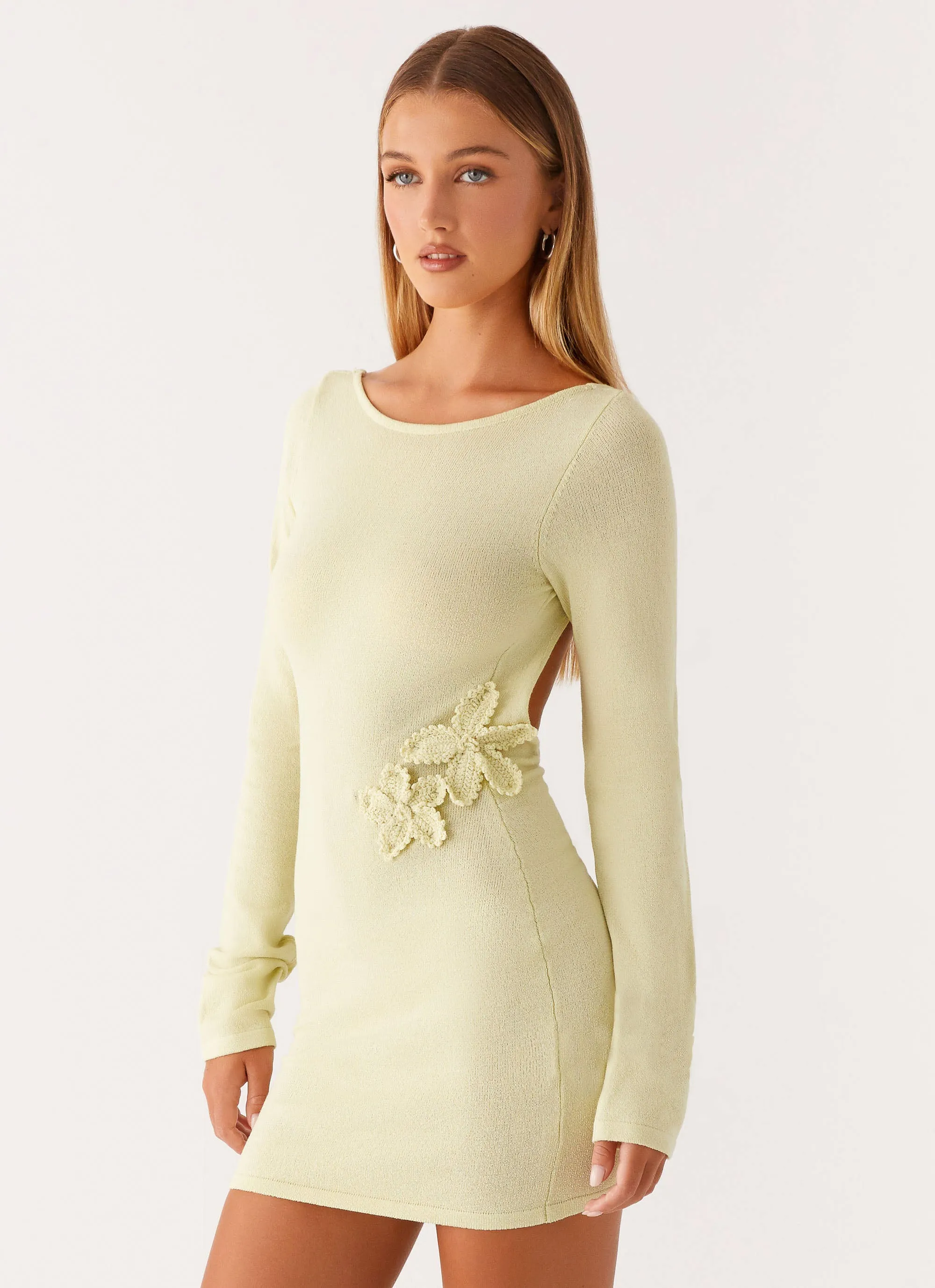 All Season Double Stitched Miriam Knit Mini Dress - Green